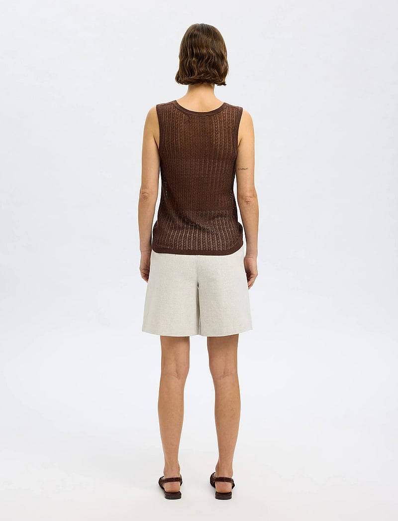 Selected - SLFHENNAH SL KNIT STRUCTURE TOP - topi bez piedurknēm - chestnut - 2