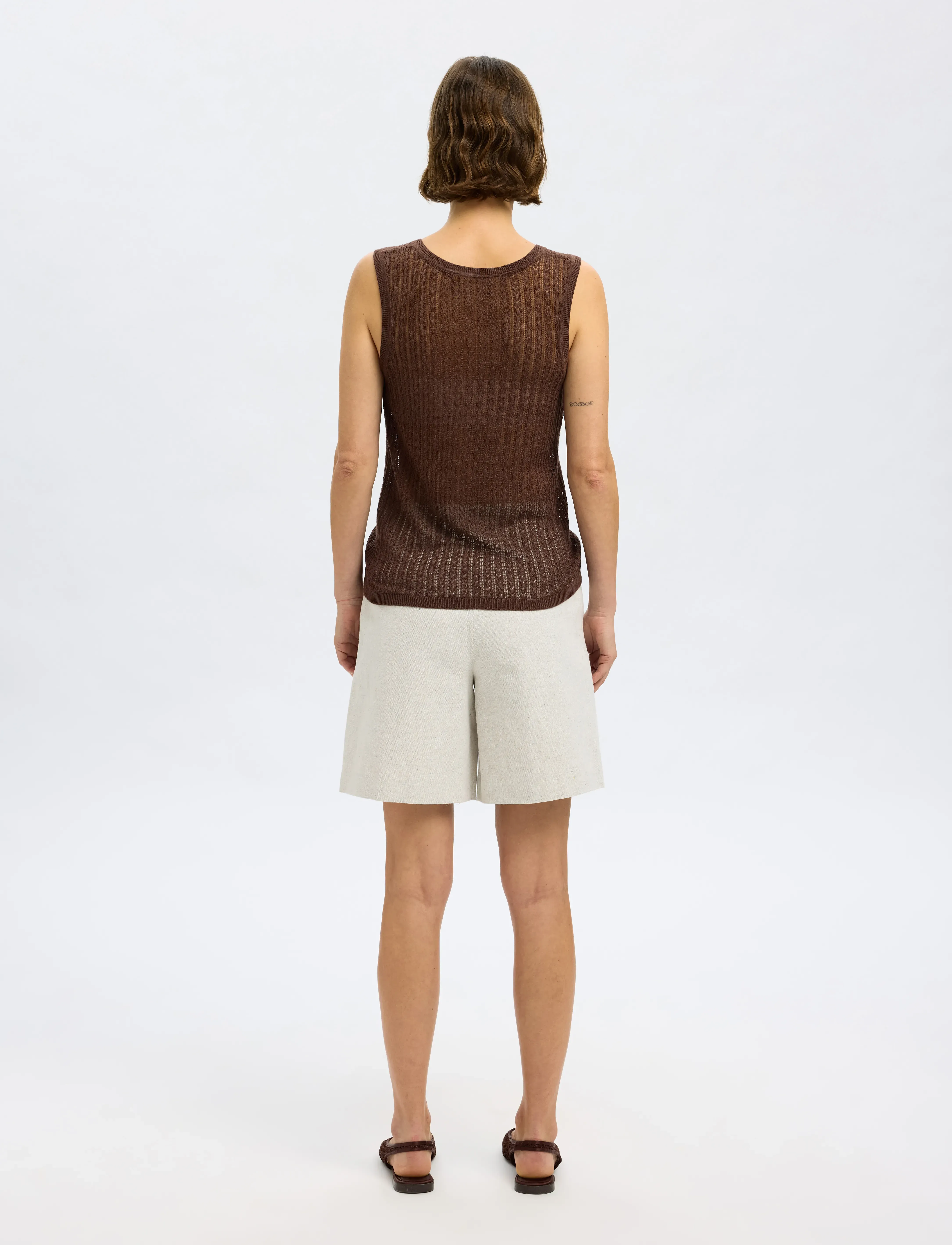 Selected - SLFHENNAH SL KNIT STRUCTURE TOP - Ärmellose tops - chestnut - 2