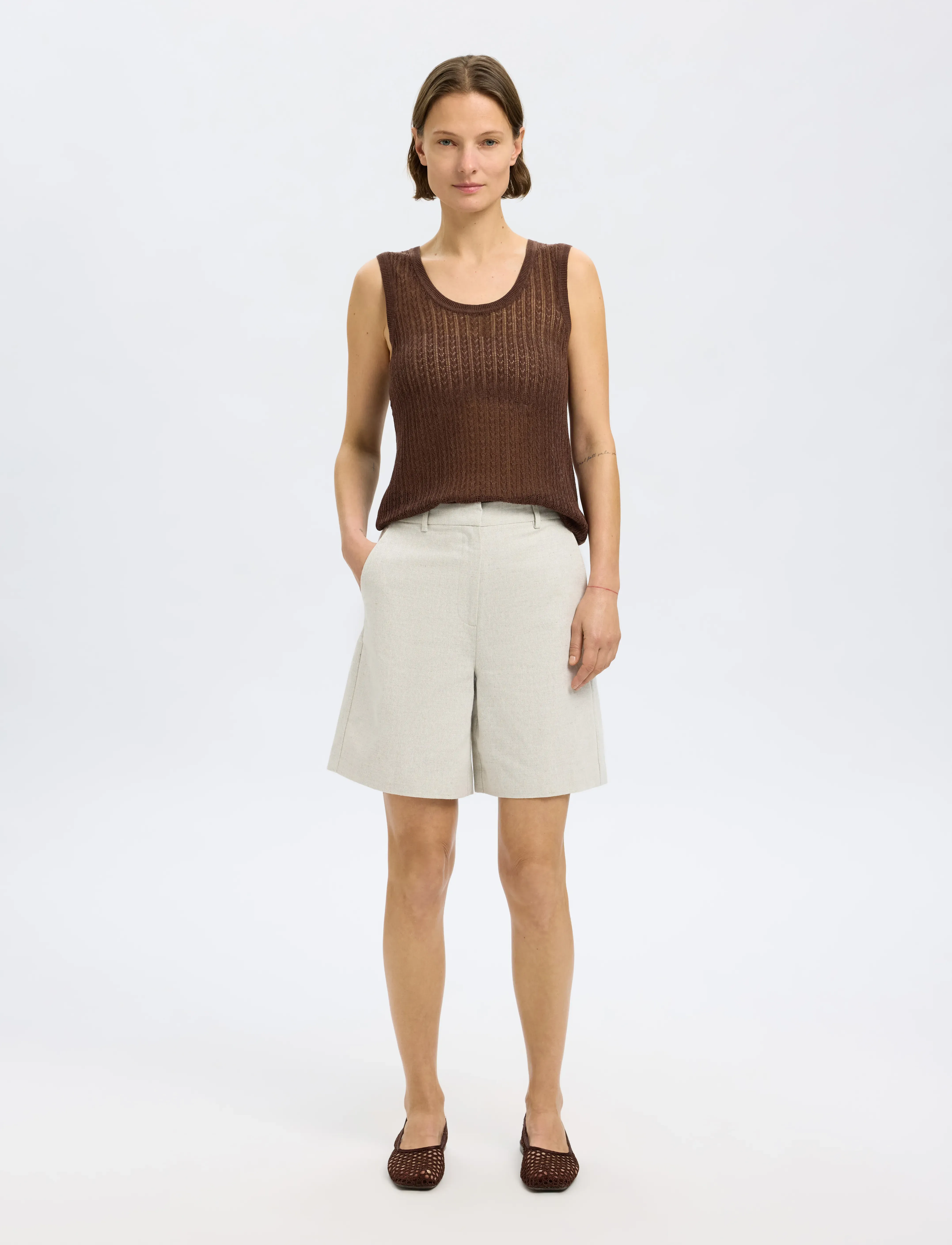 Selected - SLFHENNAH SL KNIT STRUCTURE TOP - Ärmellose tops - chestnut - 3