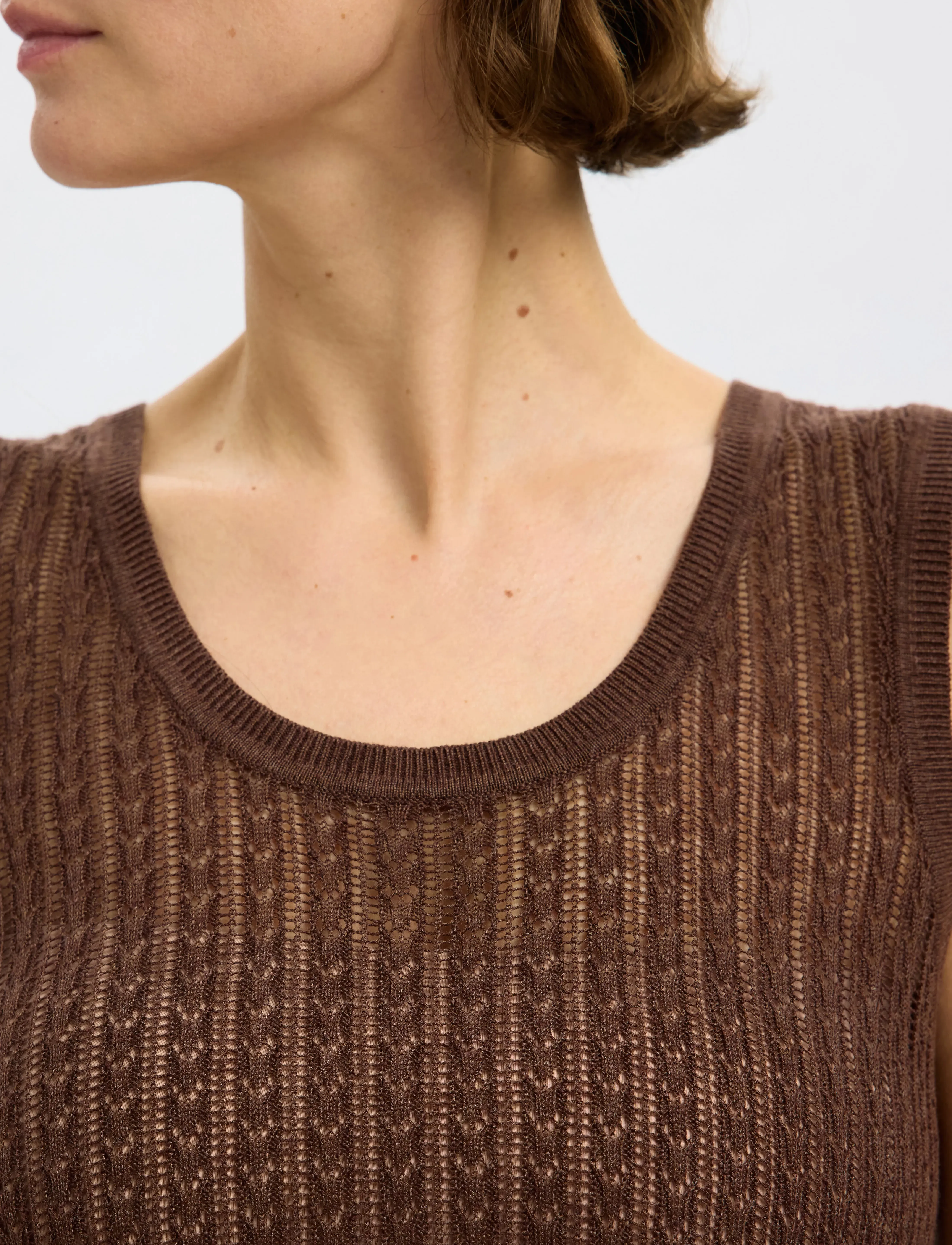 Selected - SLFHENNAH SL KNIT STRUCTURE TOP - Ärmellose tops - chestnut - 5