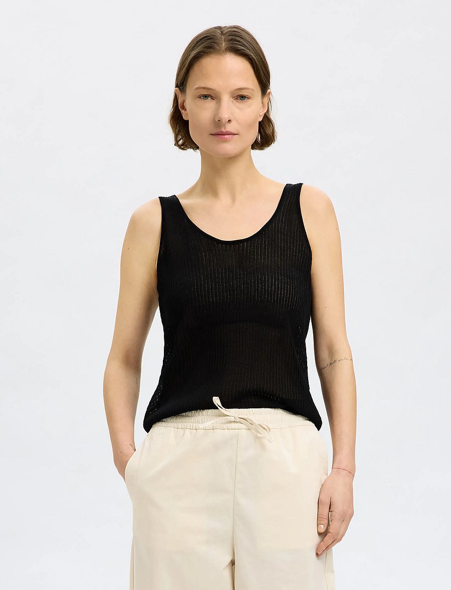 Selected - SLFROSE SL STRUCTURE KNIT TOP - varrukateta topid - black - 0