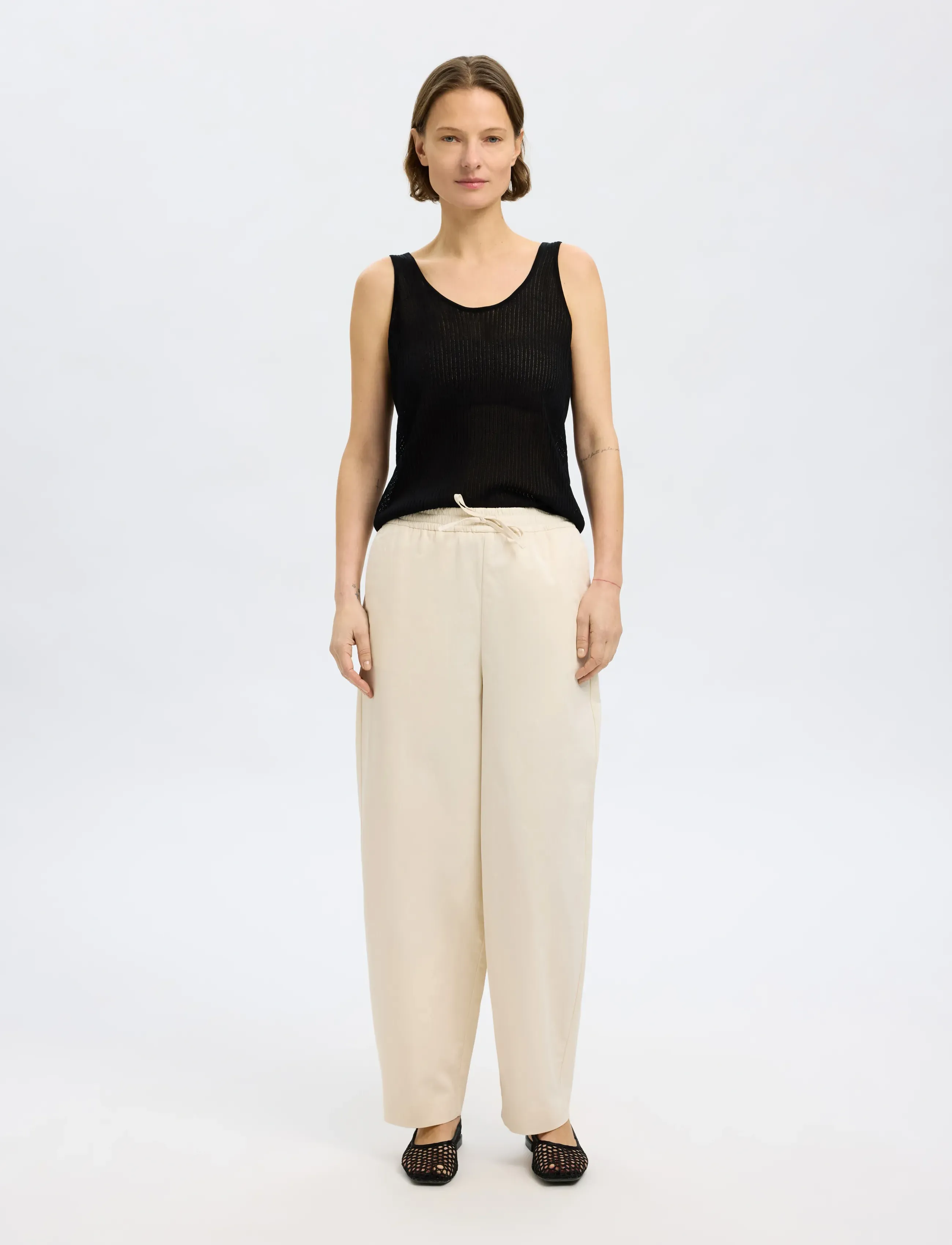 Selected - SLFROSE SL STRUCTURE KNIT TOP - topid ja varrukateta alussärgid - black - 3
