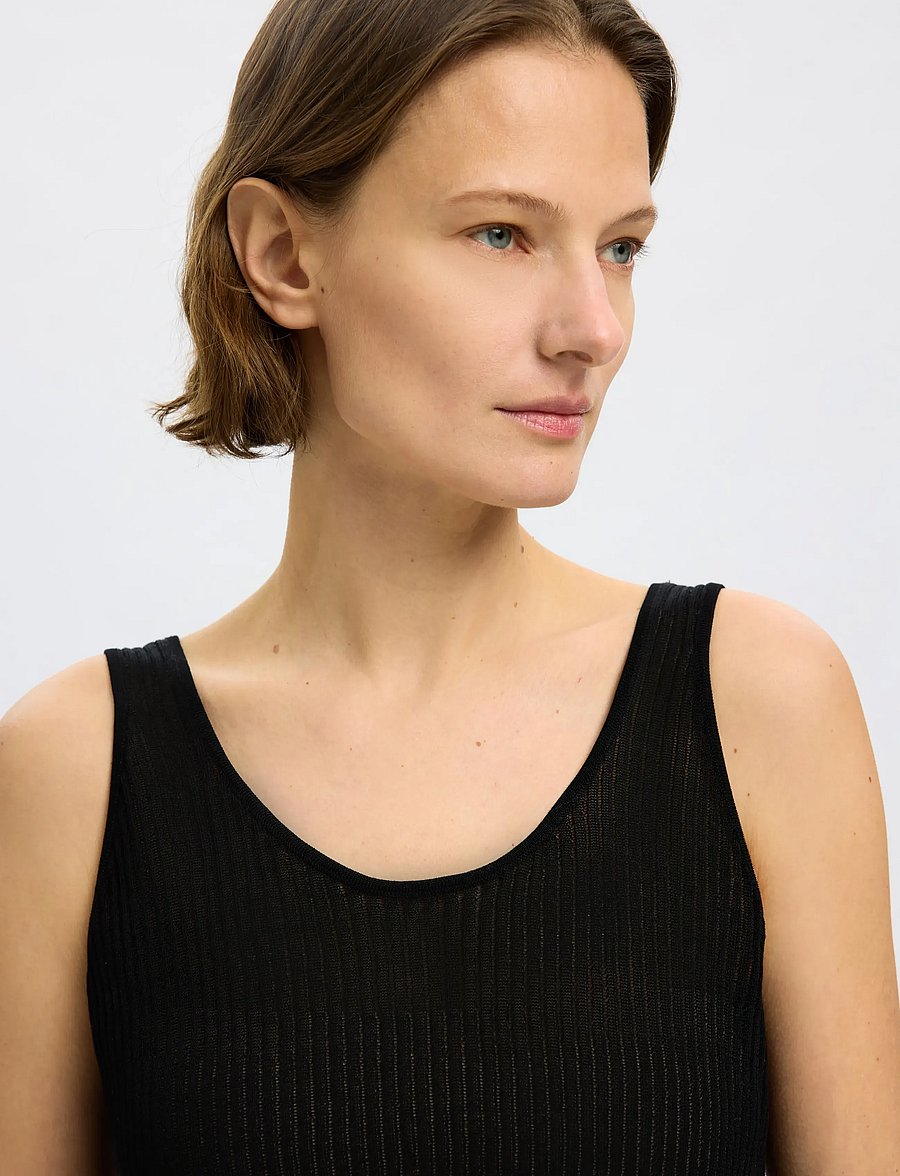Selected - SLFROSE SL STRUCTURE KNIT TOP - varrukateta topid - black - 4