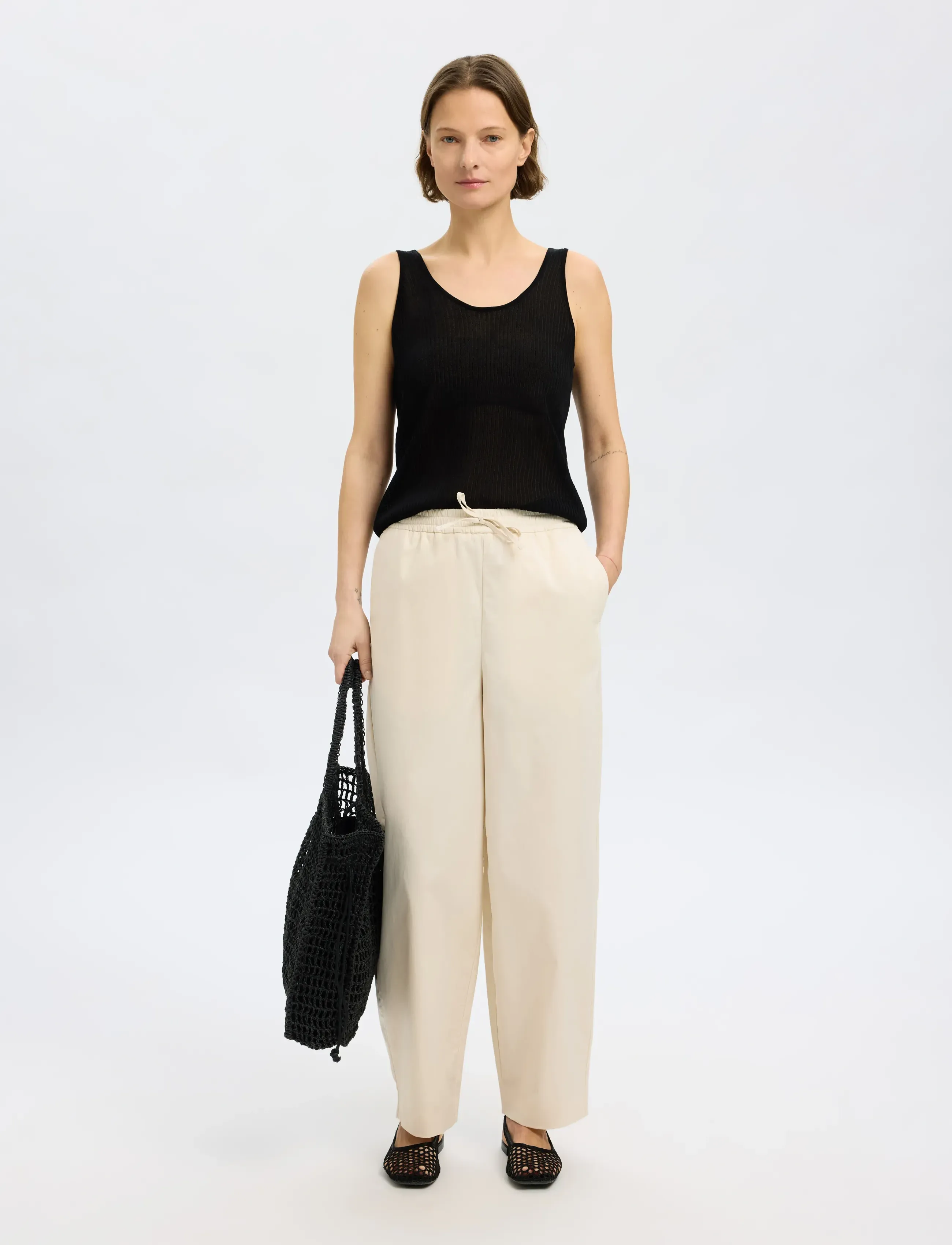 Selected - SLFROSE SL STRUCTURE KNIT TOP - topid ja varrukateta alussärgid - black - 5