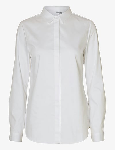 Selected SLWROMIE LS FITTED SHIRT NOOS - Blusen & Hemden - BRIGHT WHITE / white