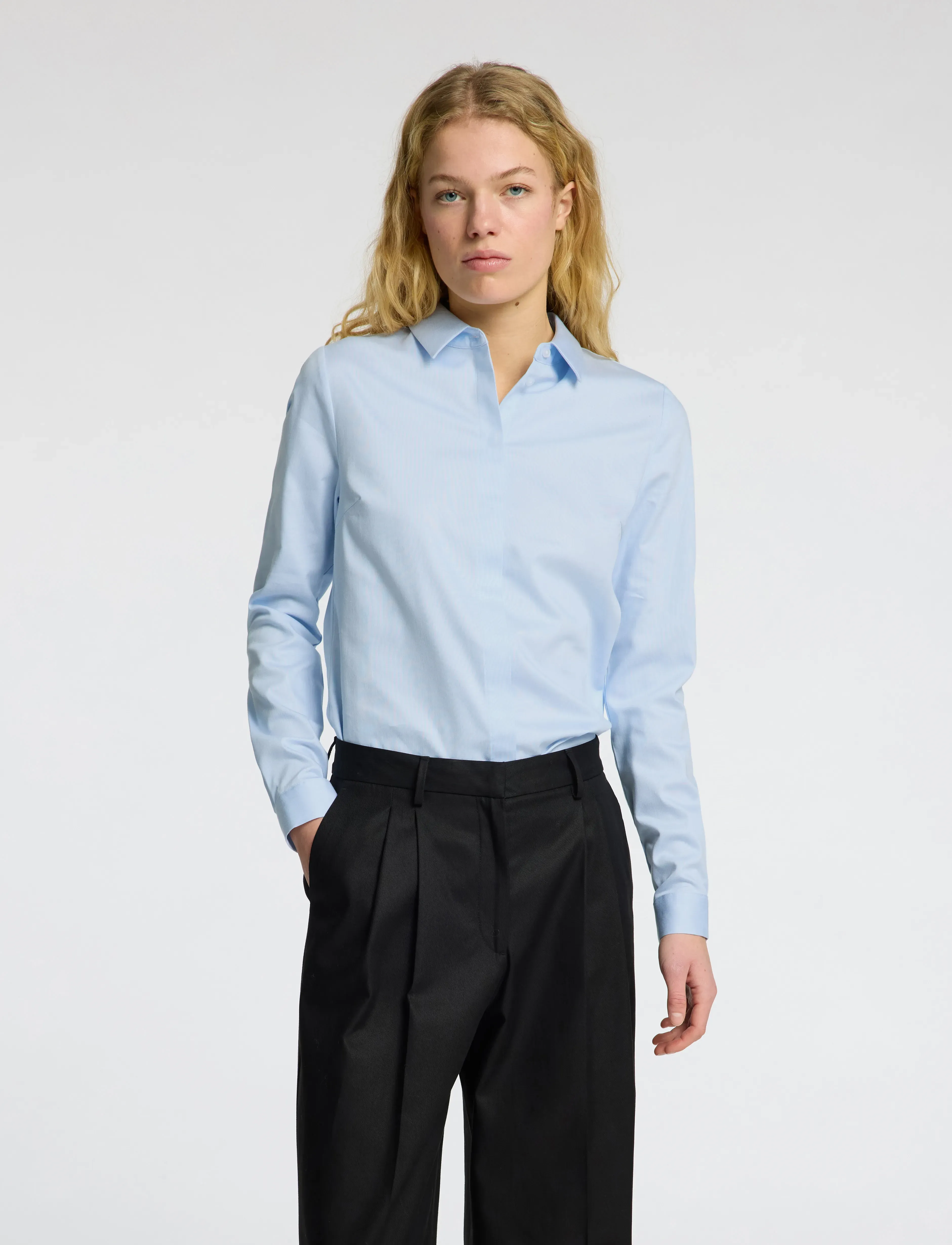 Selected SLFROMIE LS FITTED SHIRT NOOS - Hemden - LIGHT BLUE / blue
