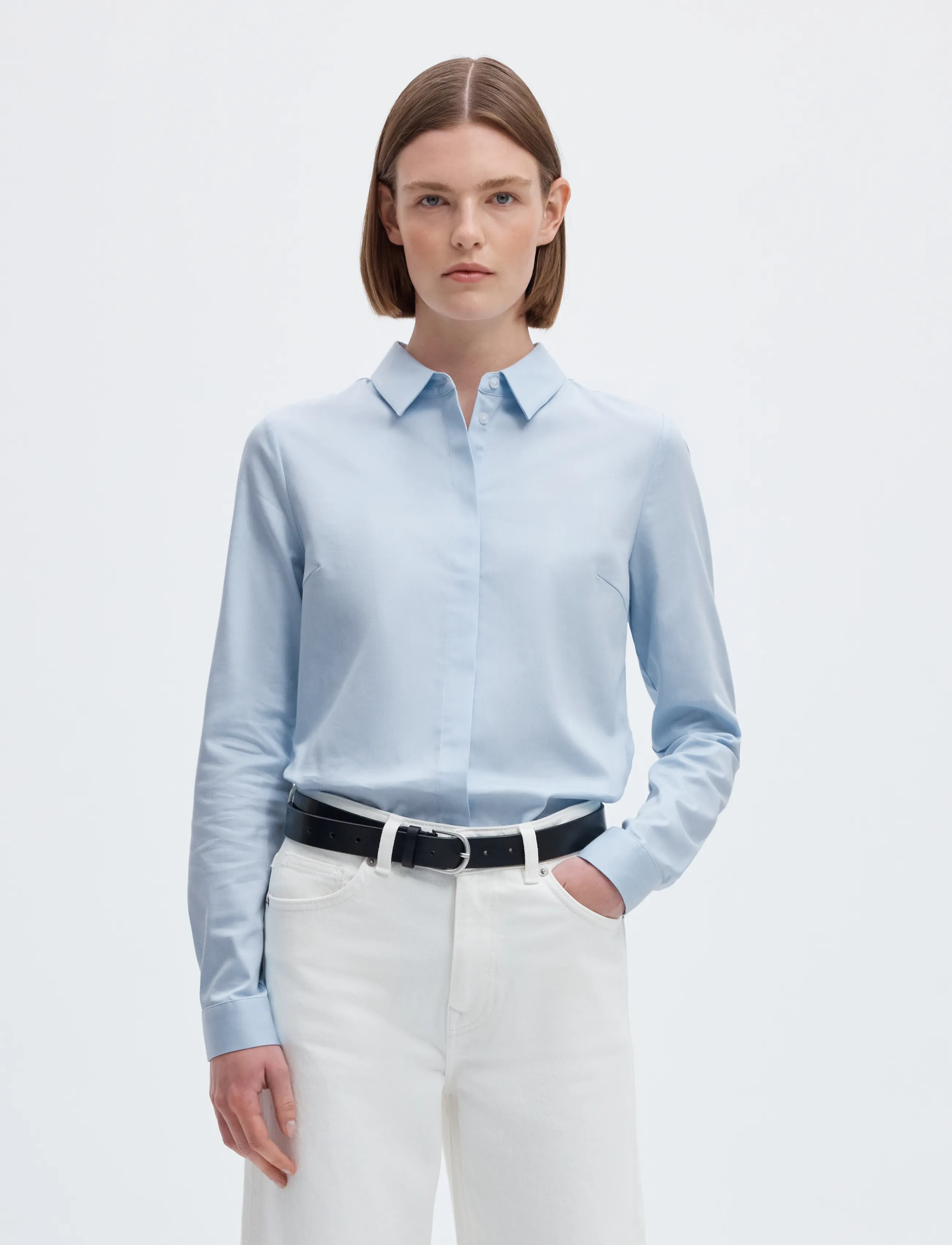 Selected SLWROMIE LS FITTED SHIRT NOOS - Hemden - LIGHT BLUE / blue