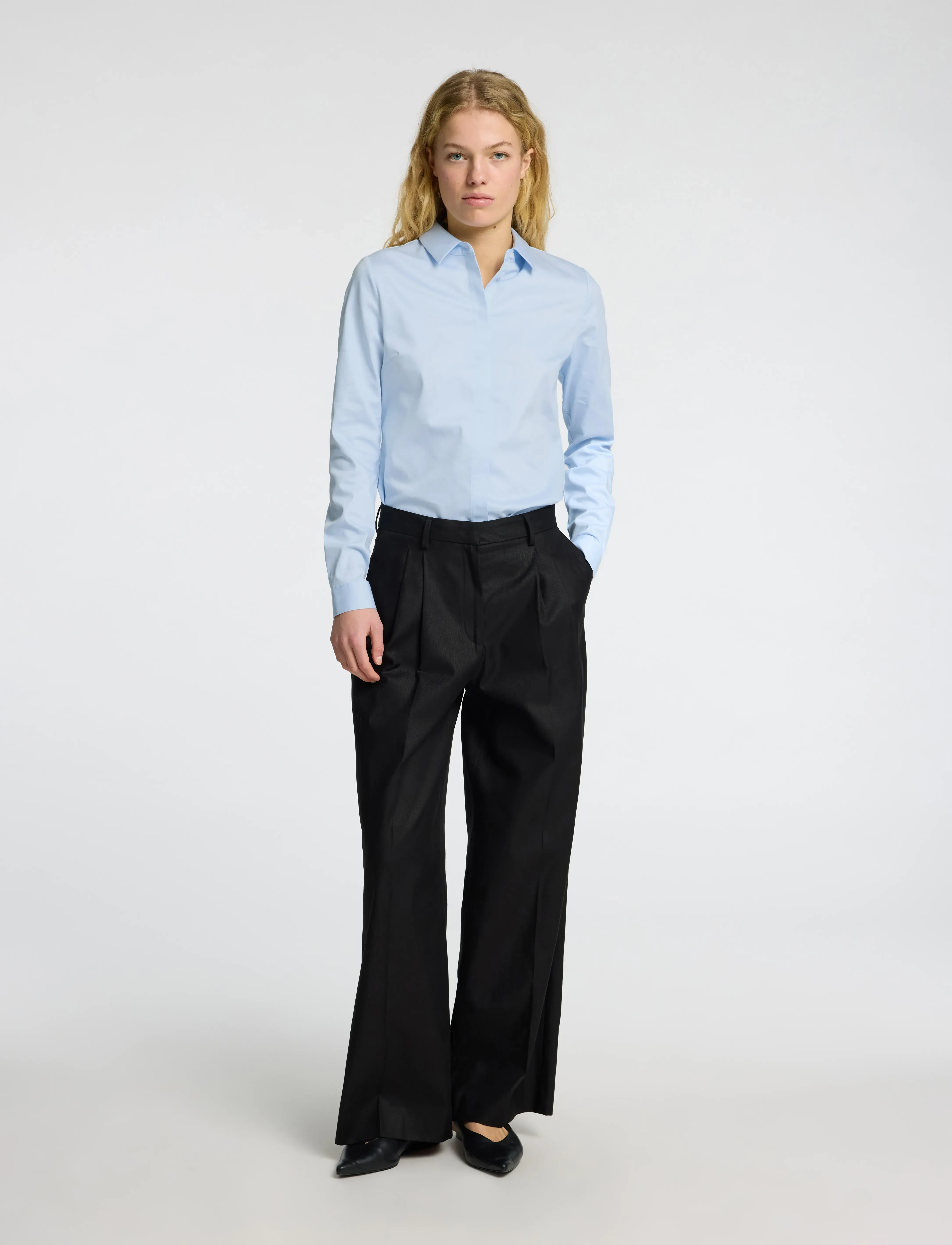 Selected - SLWROMIE LS FITTED SHIRT NOOS - langærmede skjorter - light blue - 3