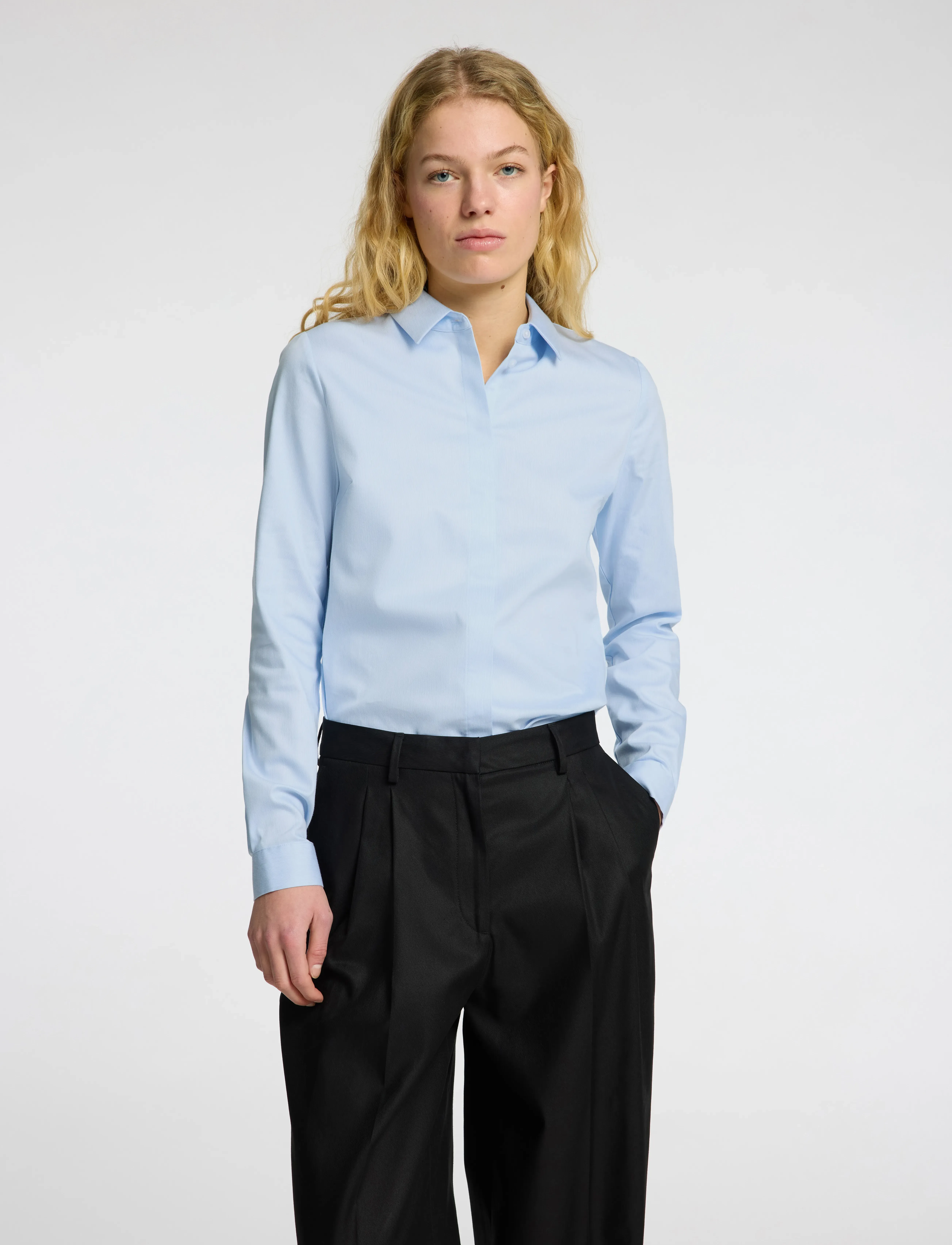 Selected - SLWROMIE LS FITTED SHIRT NOOS - langærmede skjorter - light blue - 4