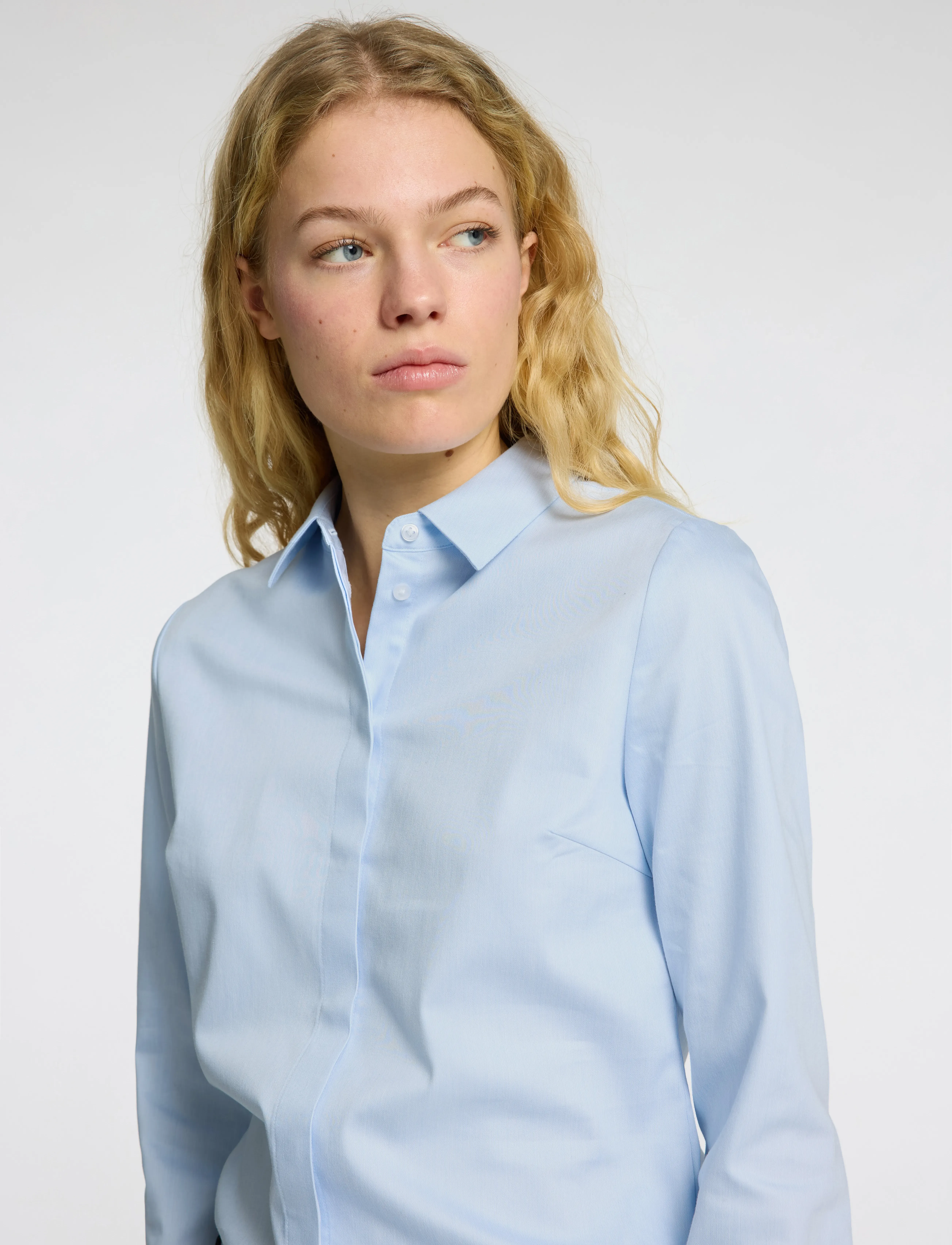 Selected - SLWROMIE LS FITTED SHIRT NOOS - langærmede skjorter - light blue - 5