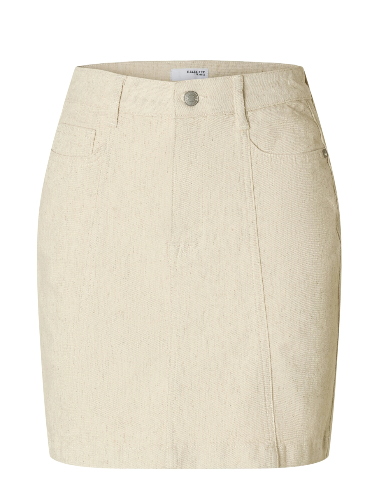 SELECTED Slfuna Hw Kurz Denim Rock Cream - 34 - Damen