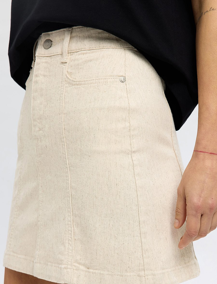 Selected - SLFUNA HW SHORT DENIM SKIRT - jeansröcke - egret - 4