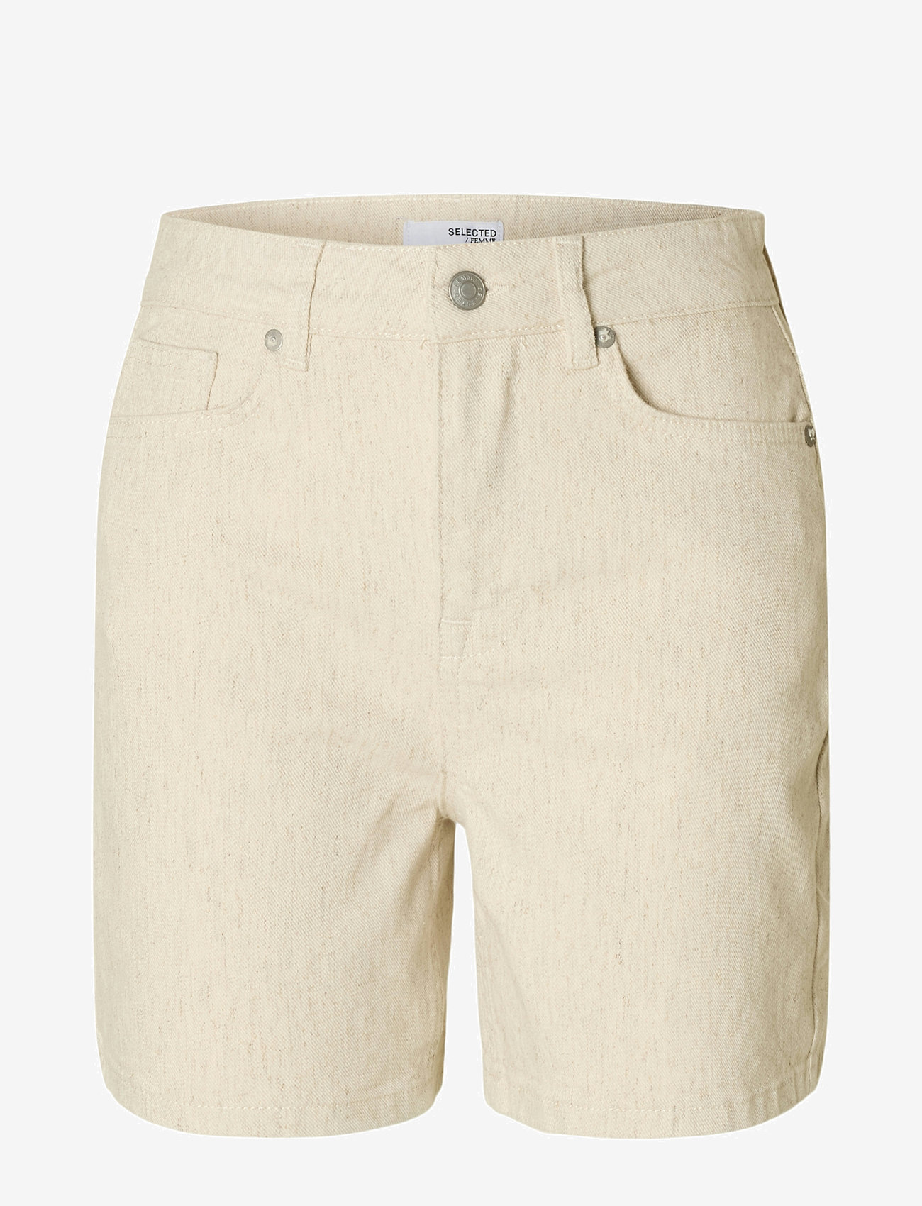 Selected - SLFUNA-KRISTA HW DENIM SHORTS - jorts - egret - 1