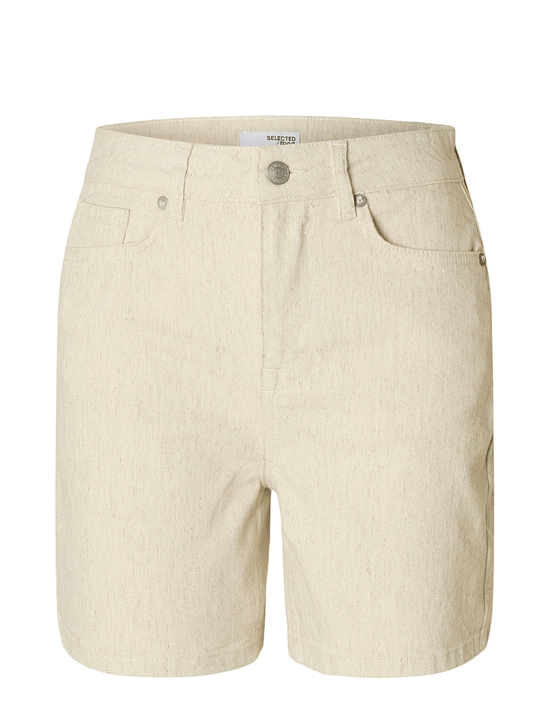Selected - SLFUNA-KRISTA HW DENIM SHORTS - jorts - egret - 1
