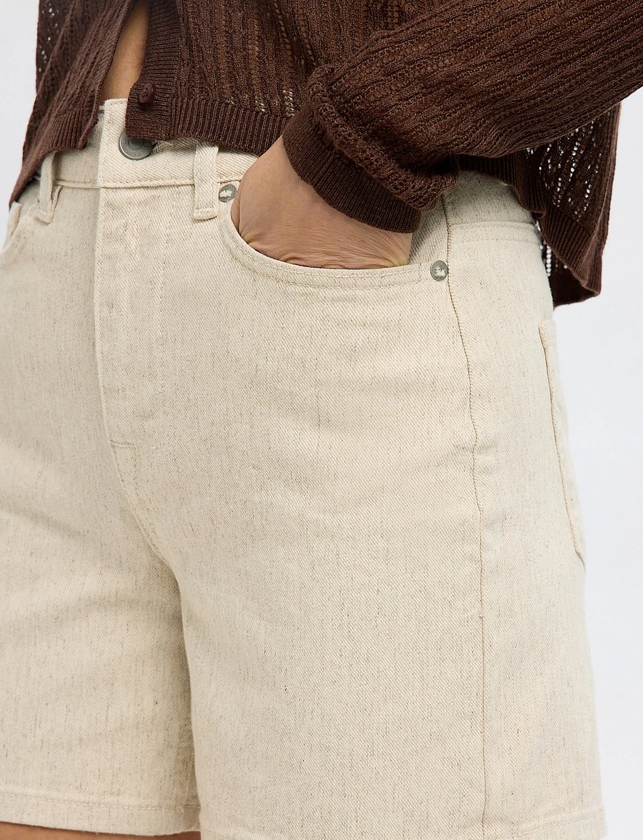 Selected - SLFUNA-KRISTA HW DENIM SHORTS - lühikesed teksapüksid - egret - 3