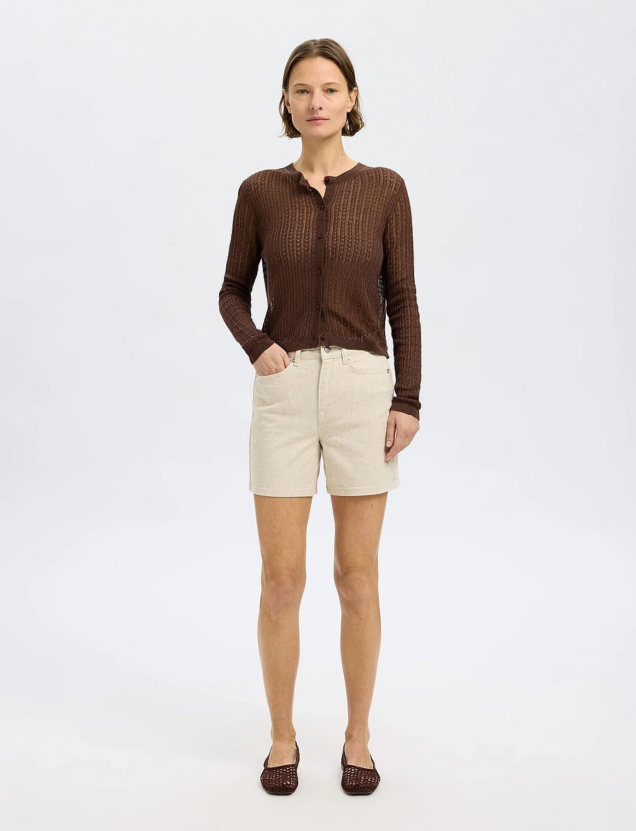 Selected - SLFUNA-KRISTA HW DENIM SHORTS - lühikesed teksapüksid - egret - 5