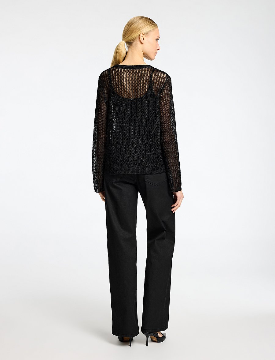Selected - SLFSADIE METALLIC LS KNIT CARDIGAN - koftor - black - 2