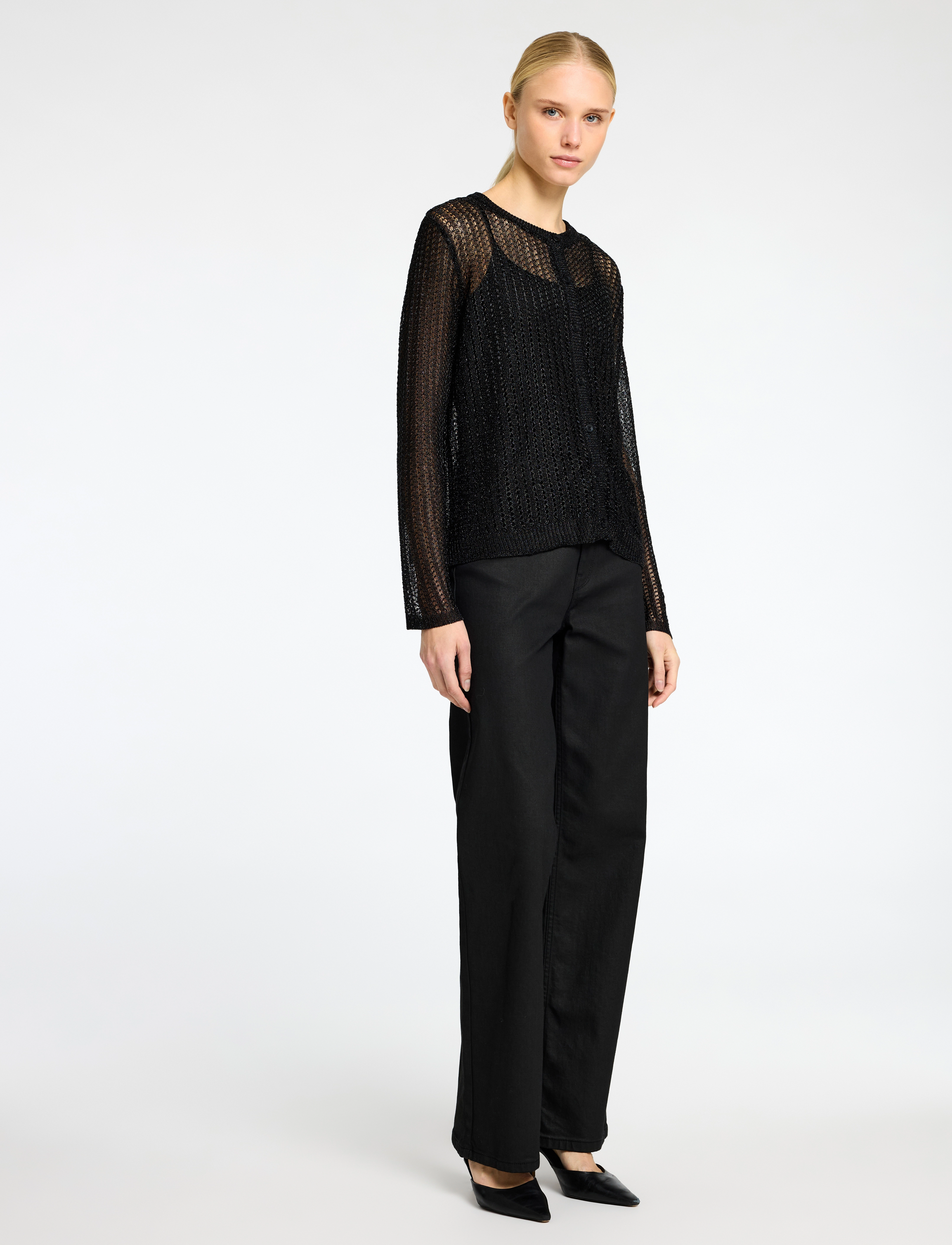 Slfsadie Metallic Ls Knit Cardigan 3