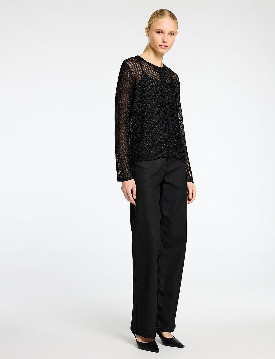 Selected - SLFSADIE METALLIC LS KNIT CARDIGAN - koftor - black - 3
