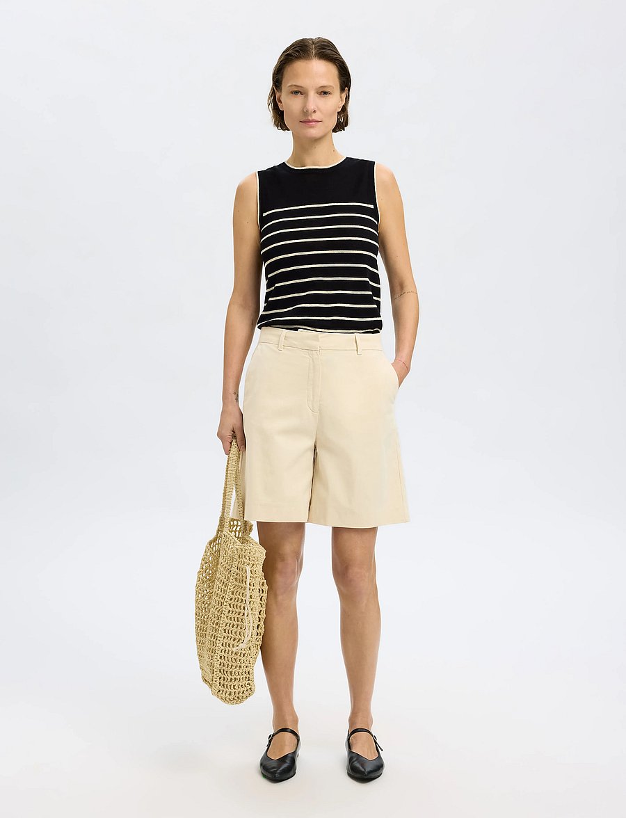 Selected - SLFVIENNA HW WIDE SHORTS - spodenki chino - birch - 3