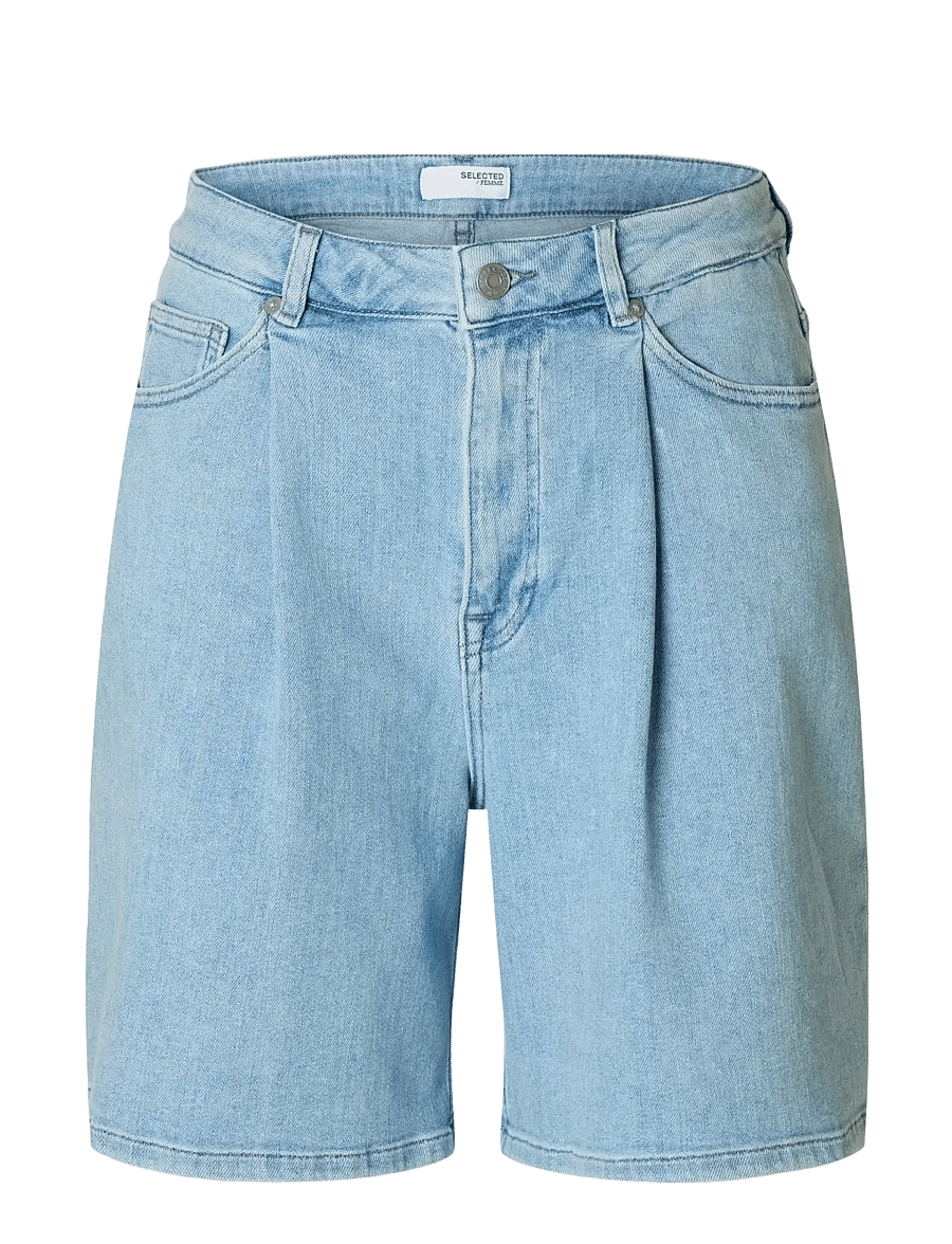 Selected - SLFANYA-GRY HW PLEAT DENIM SHORTS - light blue denim - 0