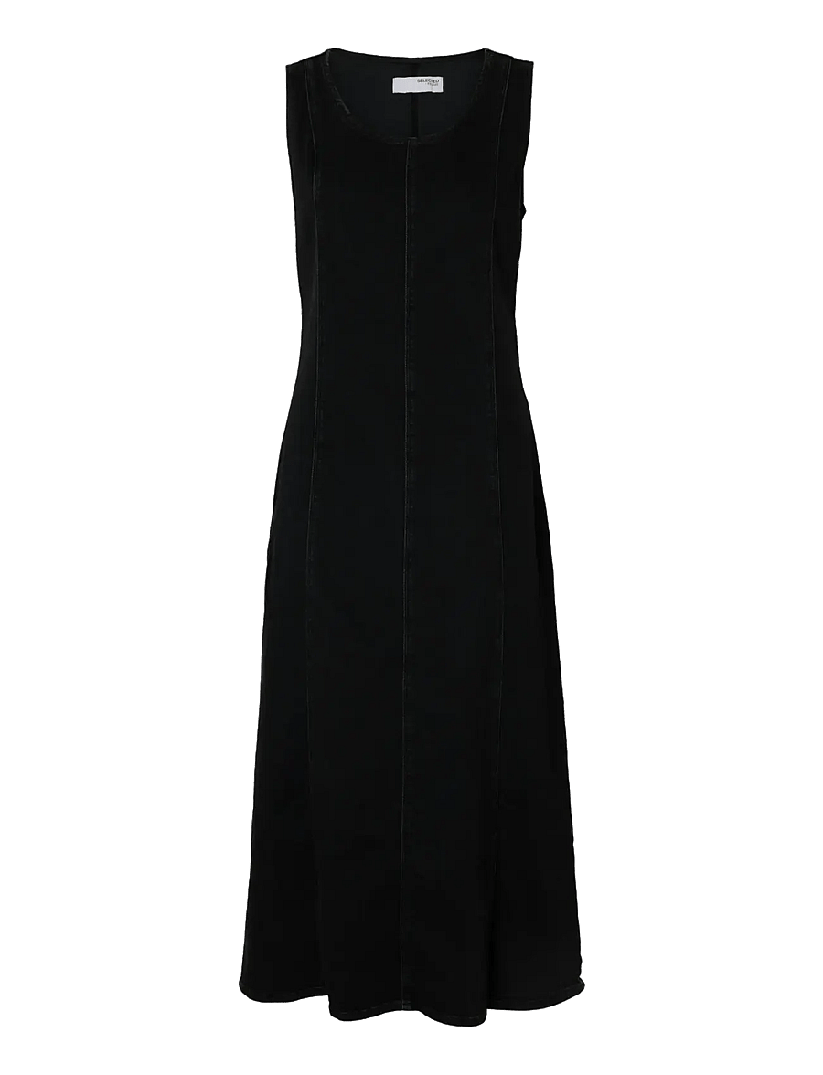 Selected - SLFSVEJA SL LONG DENIM DRESS - jeanskleider - black denim - 1