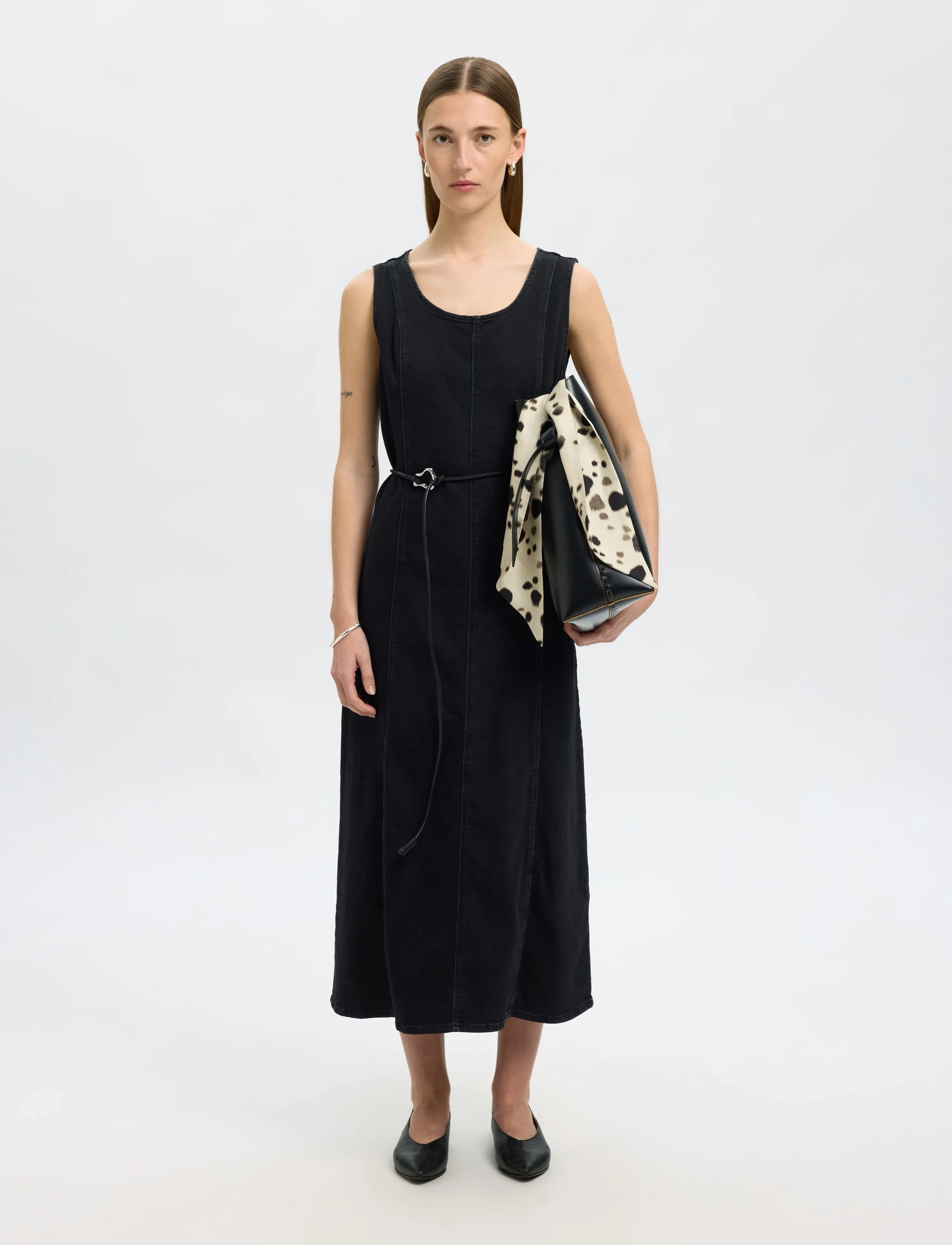 Selected - SLFSVEJA SL LONG DENIM DRESS - denimkjoler - black denim - 3