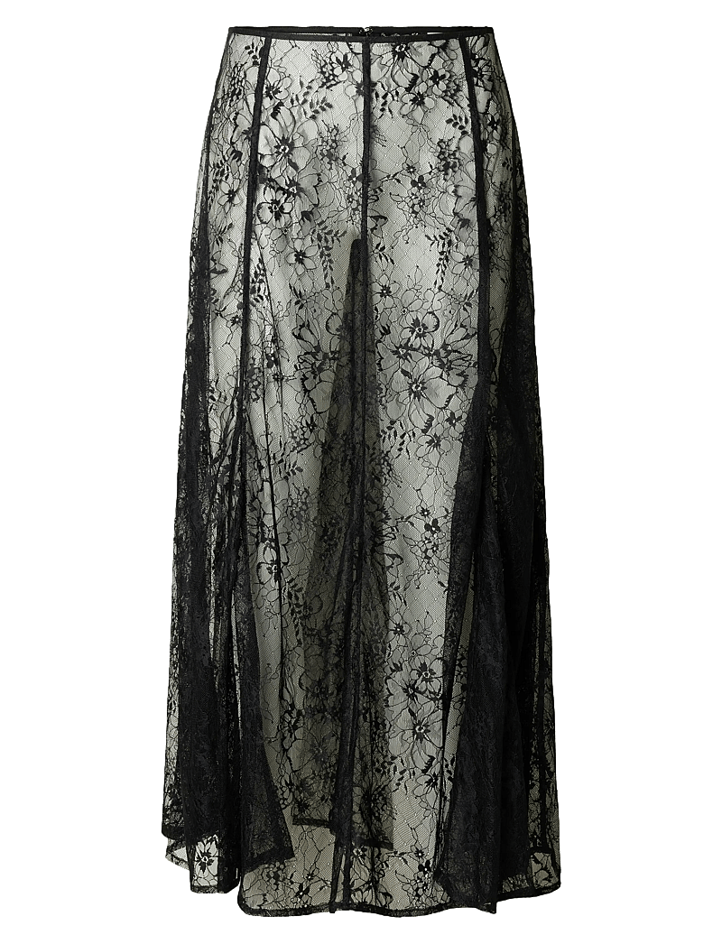 Selected - SLFDAPHNE MW MIDI LACE SKIRT - midi-röcke - black - 1