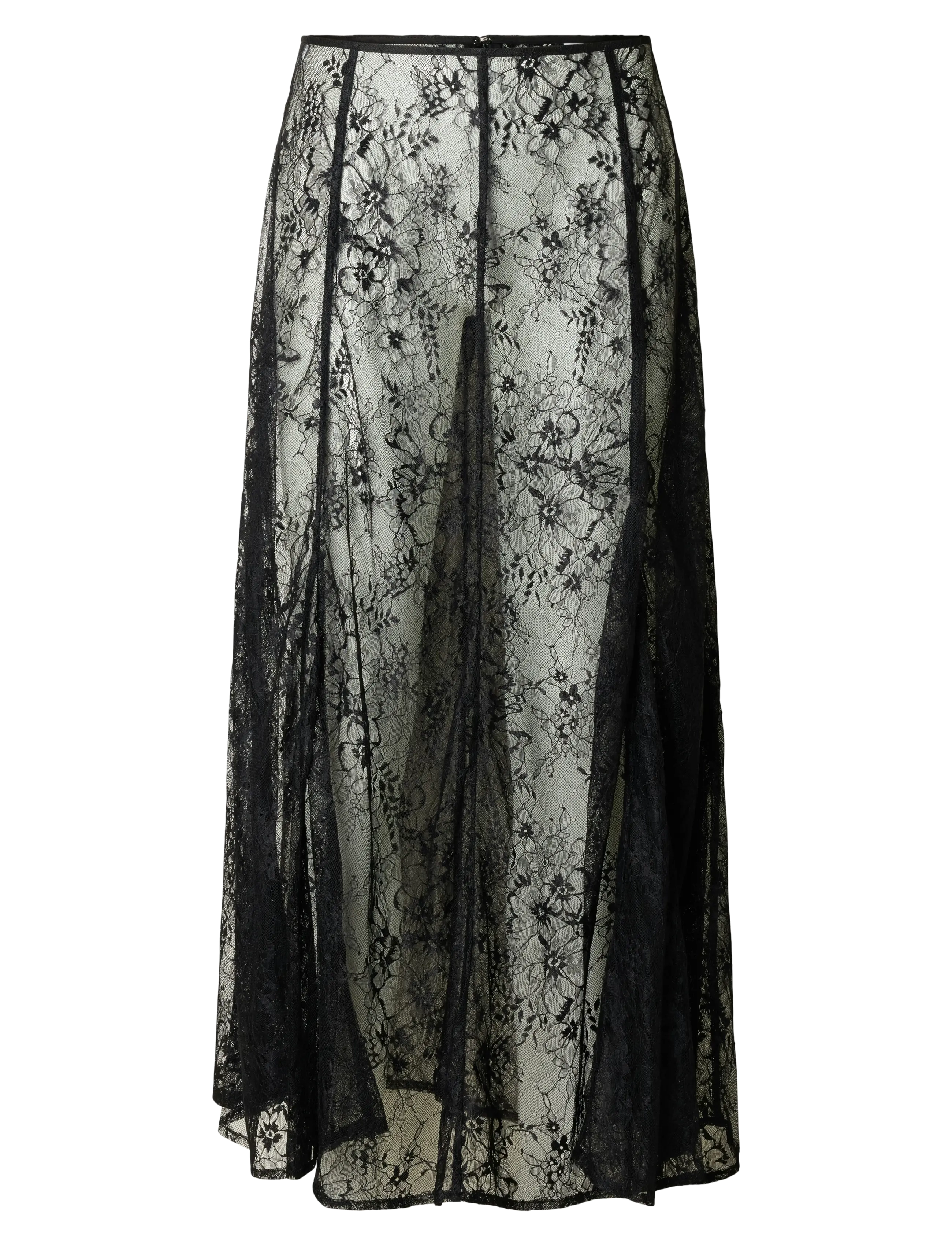 Selected SLFDAPHNE MW MIDI LACE SKIRT - Nederdele - BLACK / black