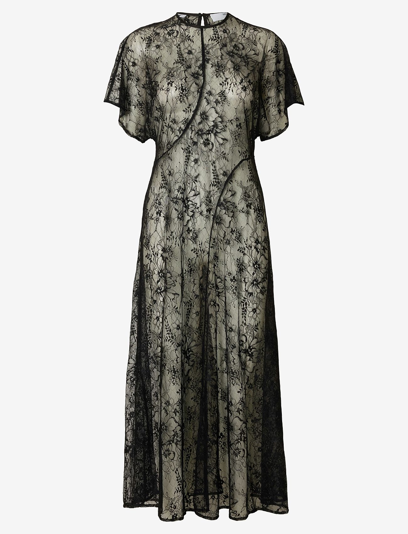 Selected - SLFDAPHNE SS MIDI LACE DRESS - mežģīņu kleitas - black - 1