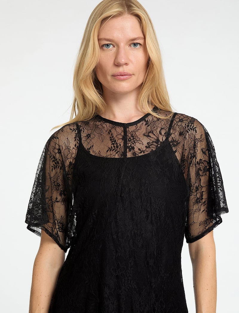 Selected - SLFDAPHNE SS MIDI LACE DRESS - mežģīņu kleitas - black - 5