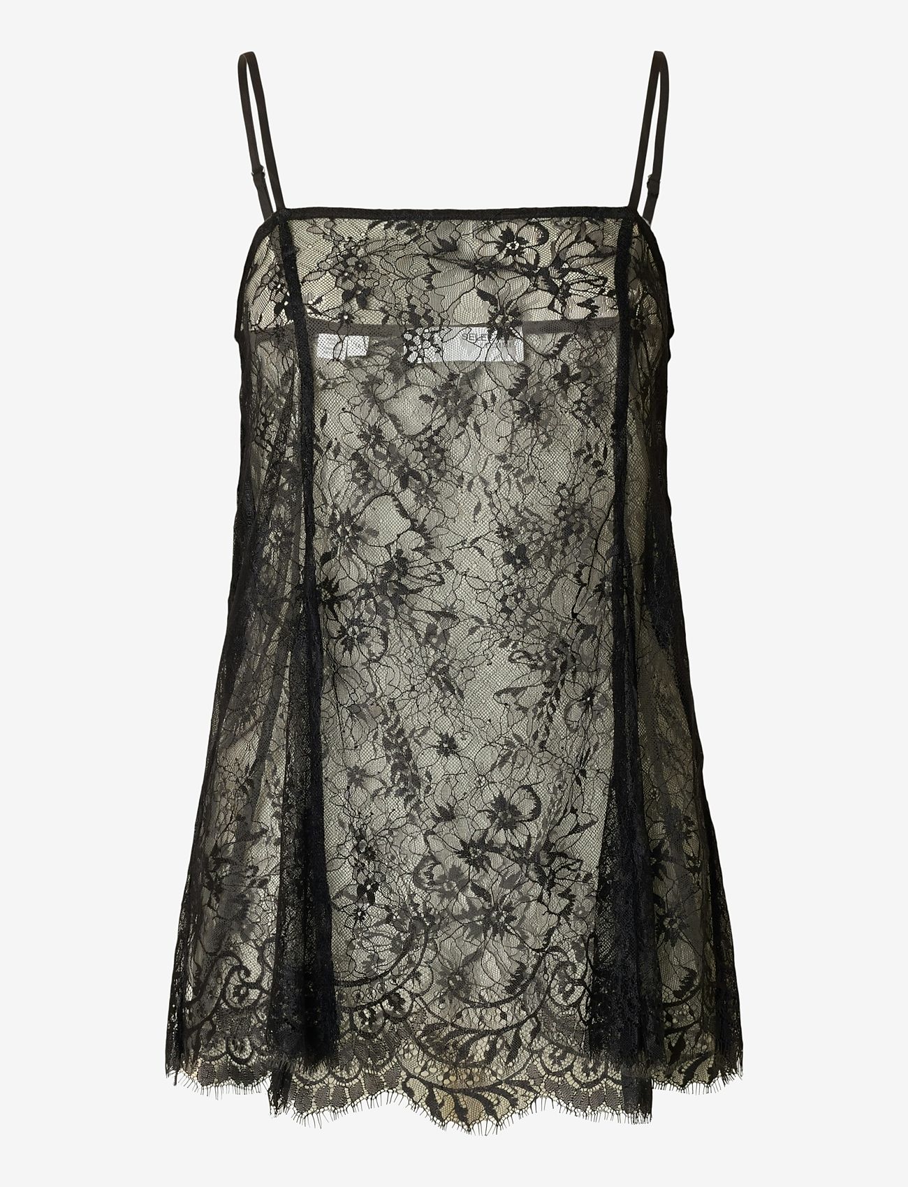 Selected - SLFDAPHNE SL STRAP LACE TOP - Ärmellose blusen - black - 1