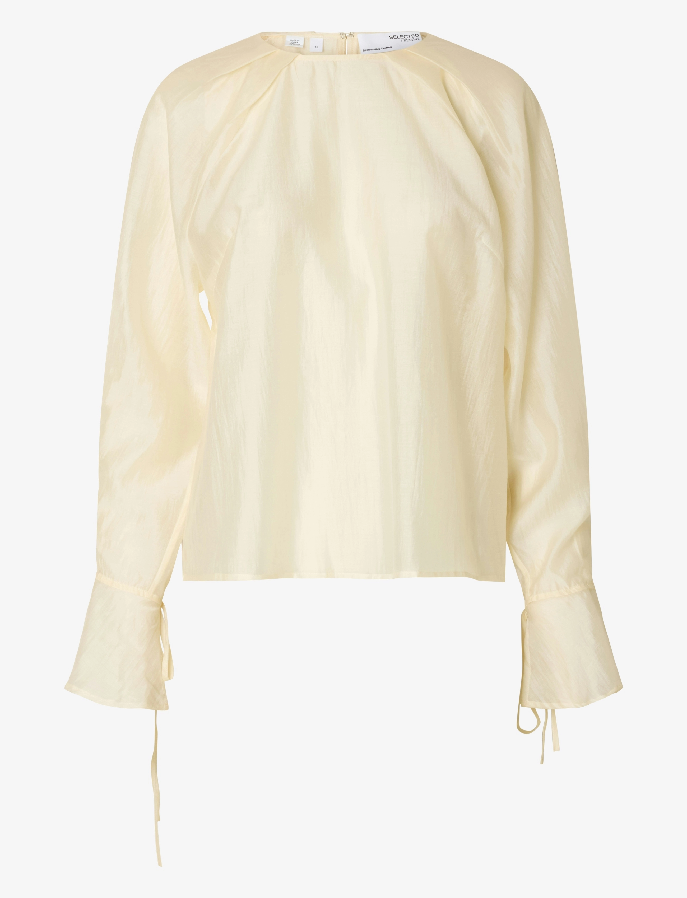 SELECTED Slfiris Ls O-Neck Oberteil Cream - 38 - Damen