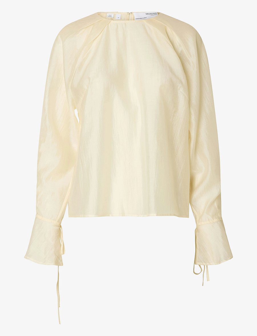 Selected - SLFIRIS LS O-NECK TOP - long sleeved blouses - angora - 1