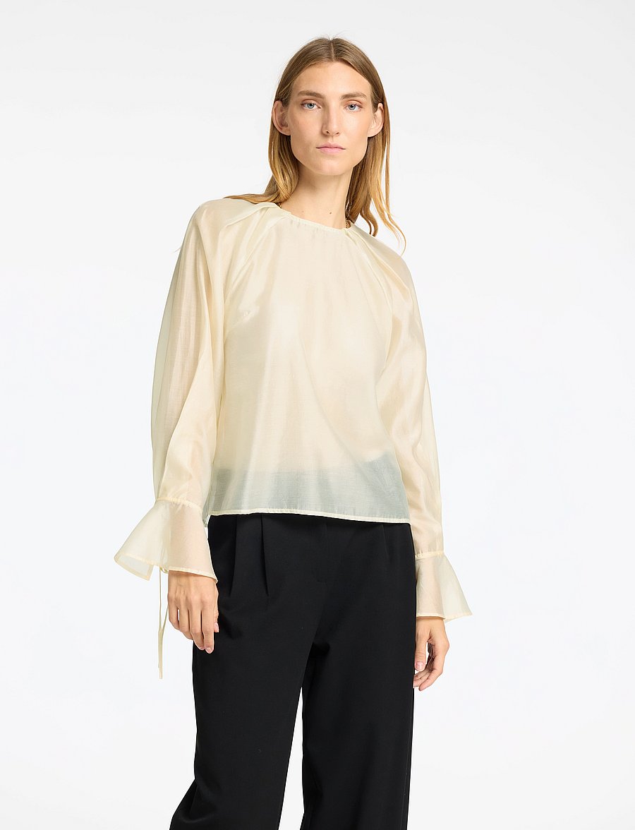 Selected - SLFIRIS LS O-NECK TOP - long sleeved blouses - angora - 0