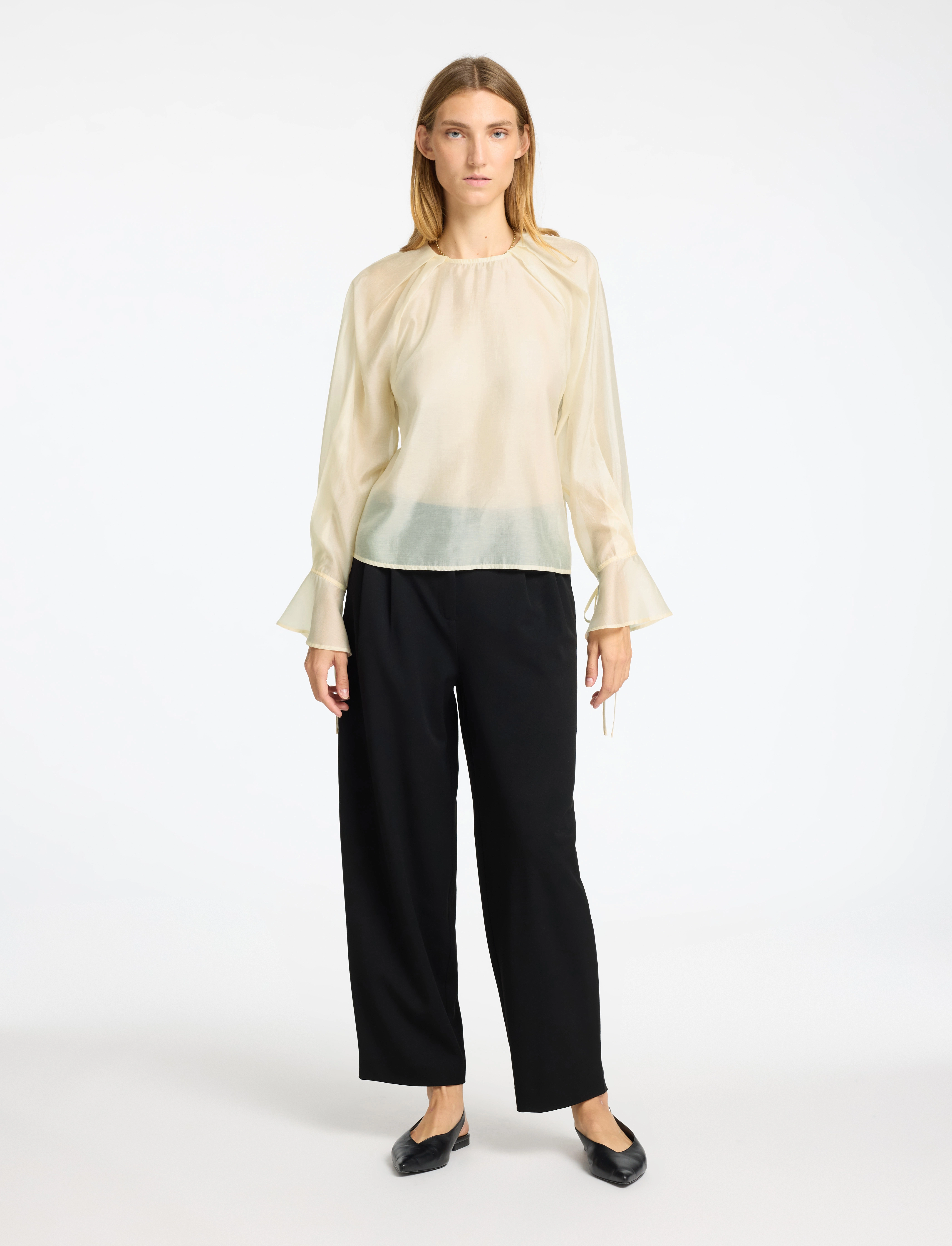 Selected - SLFIRIS LS O-NECK TOP - langärmlige blusen - angora - 4
