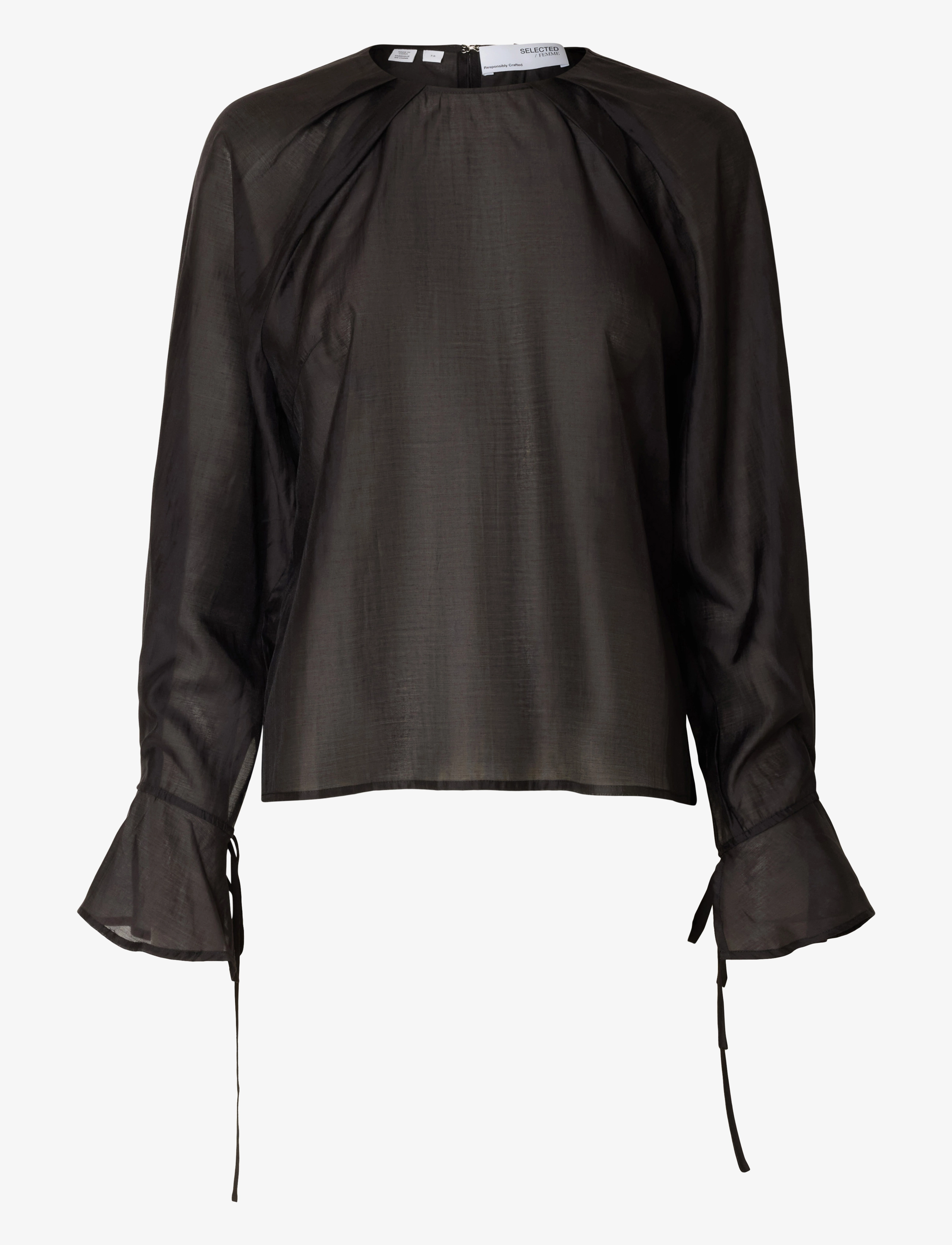 Selected SLFIRIS LS O-NECK TOP - Selected - BLACK / black