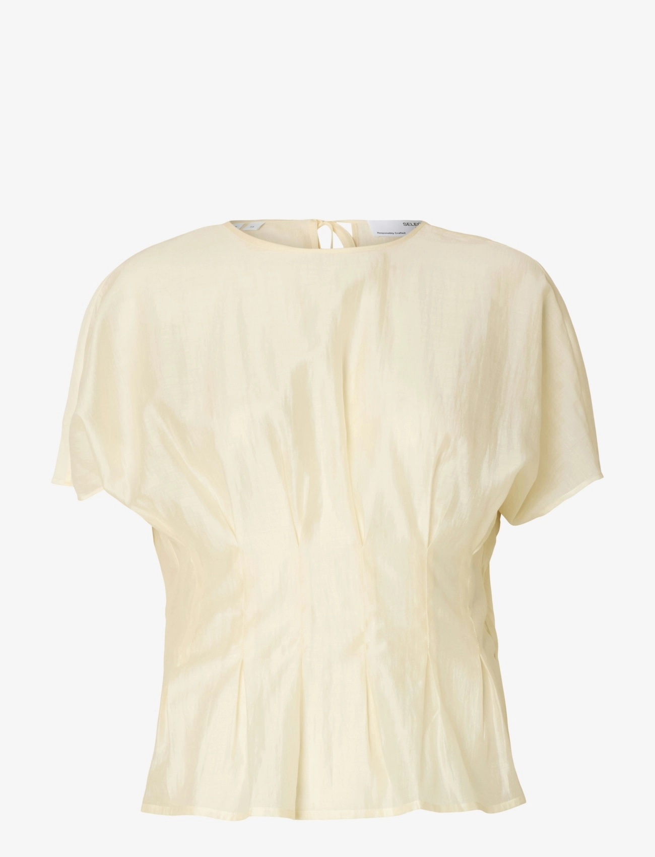 SELECTED Slfiris Ss O-Neck Oberteil Cream - 40 - Damen