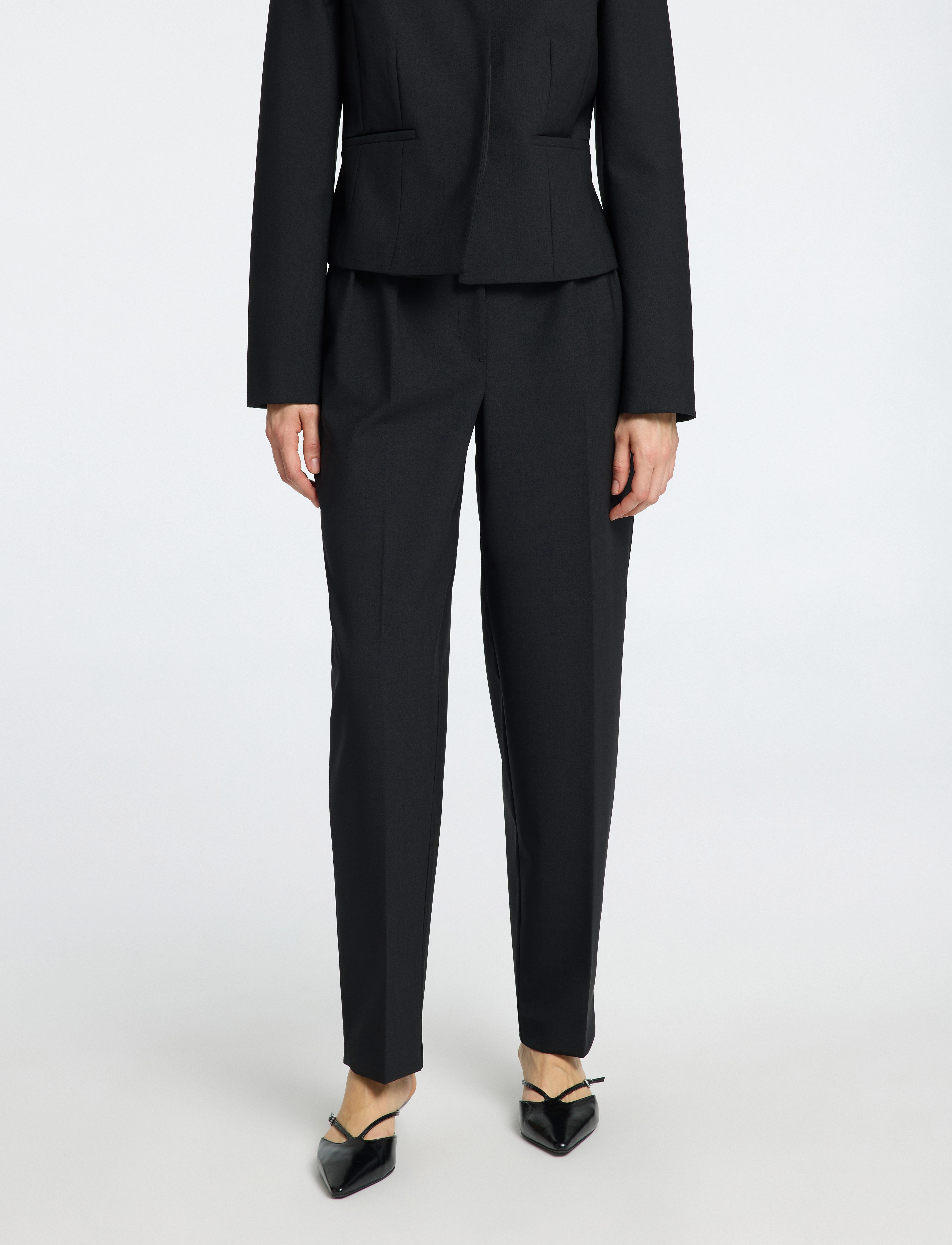 Selected SLFELOISE HW BARREL PANT - Tøj - BLACK / black