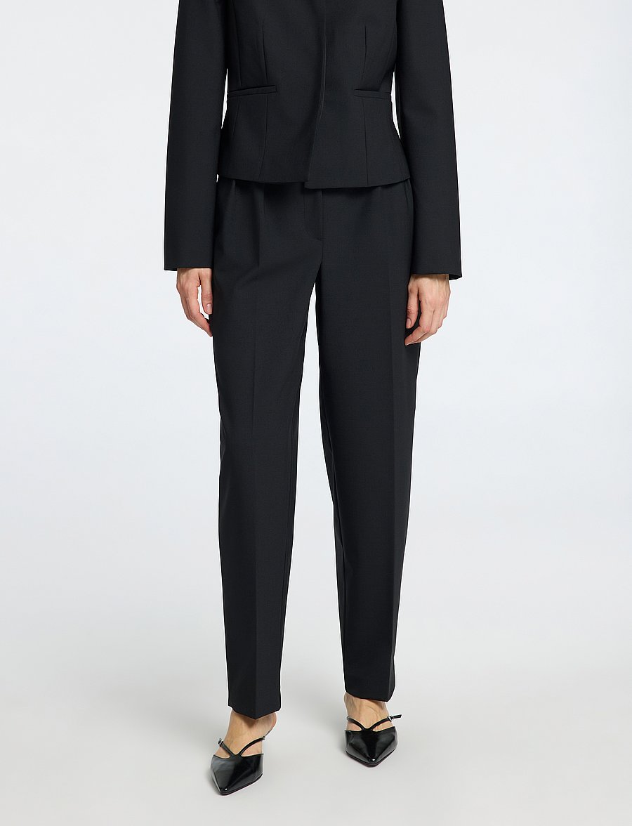 Selected - SLFELOISE HW BARREL PANT - hosen mit geradem bein - black - 0