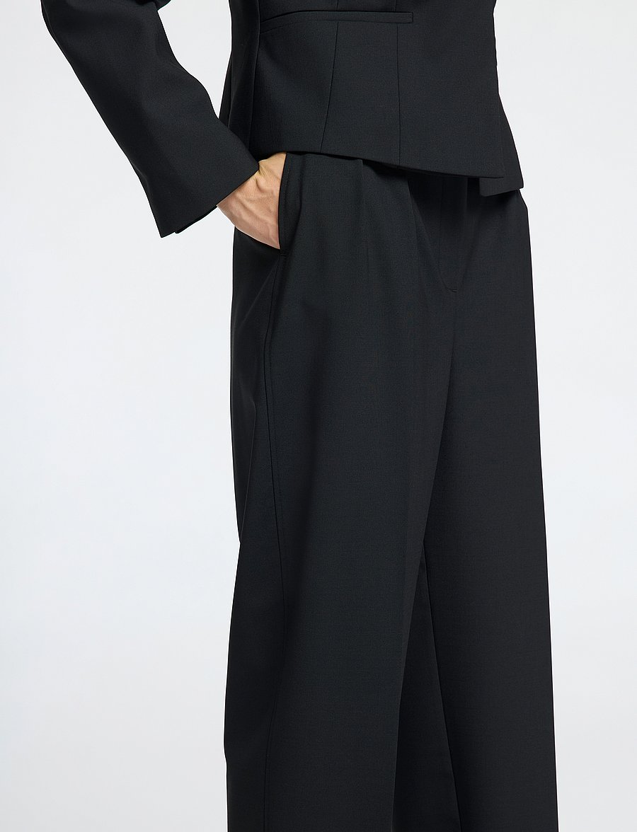 Selected - SLFELOISE HW BARREL PANT - hosen mit geradem bein - black - 3