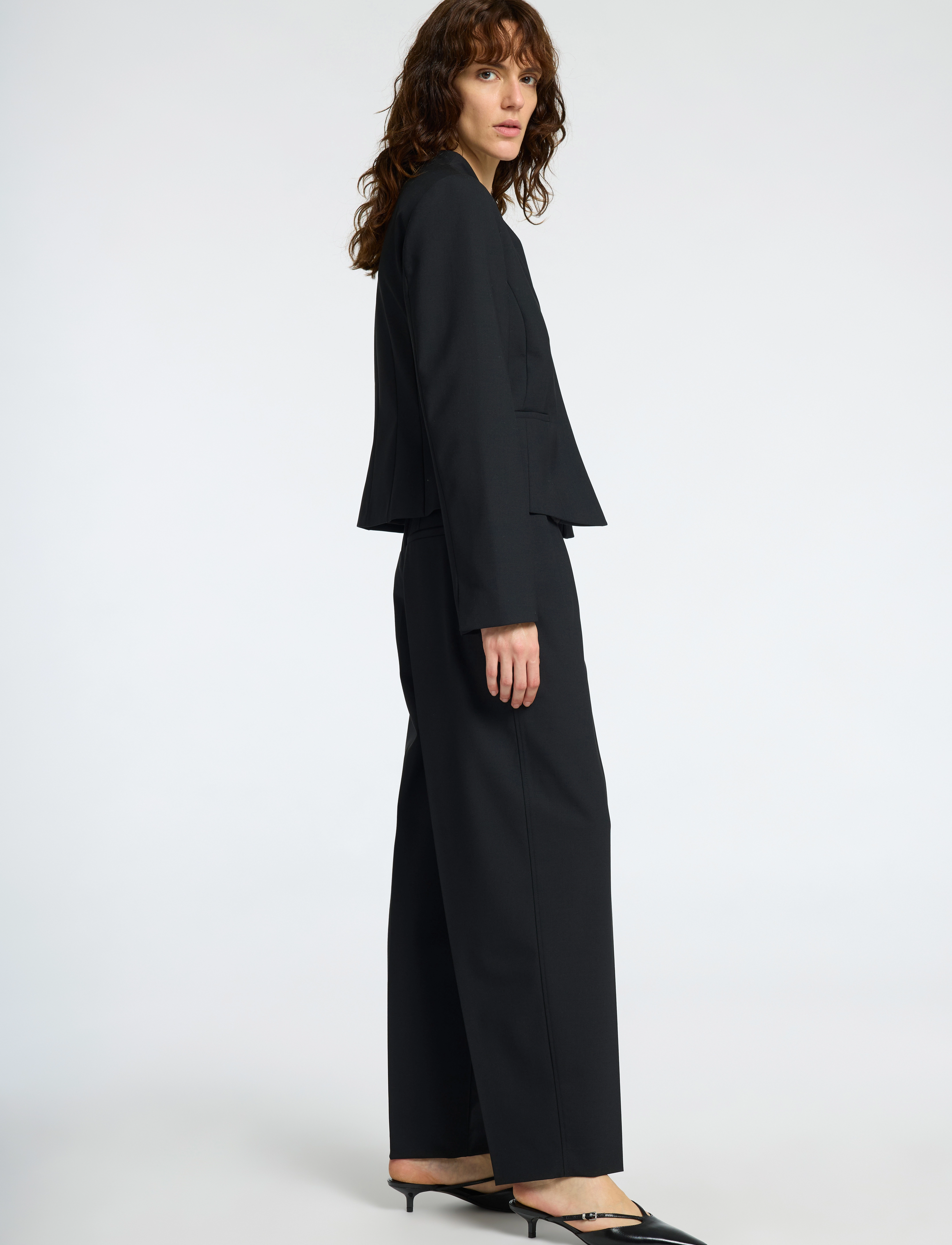 Selected - SLFELOISE HW BARREL PANT - wijde broeken - black - 4
