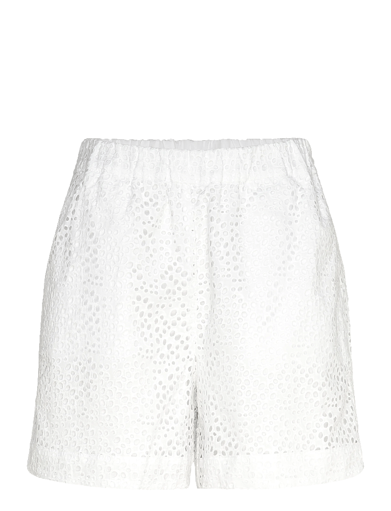 Selected - SLFLAERKE HW WIDE BRODERI ANG SHORTS B - casual shorts - bright white - 0