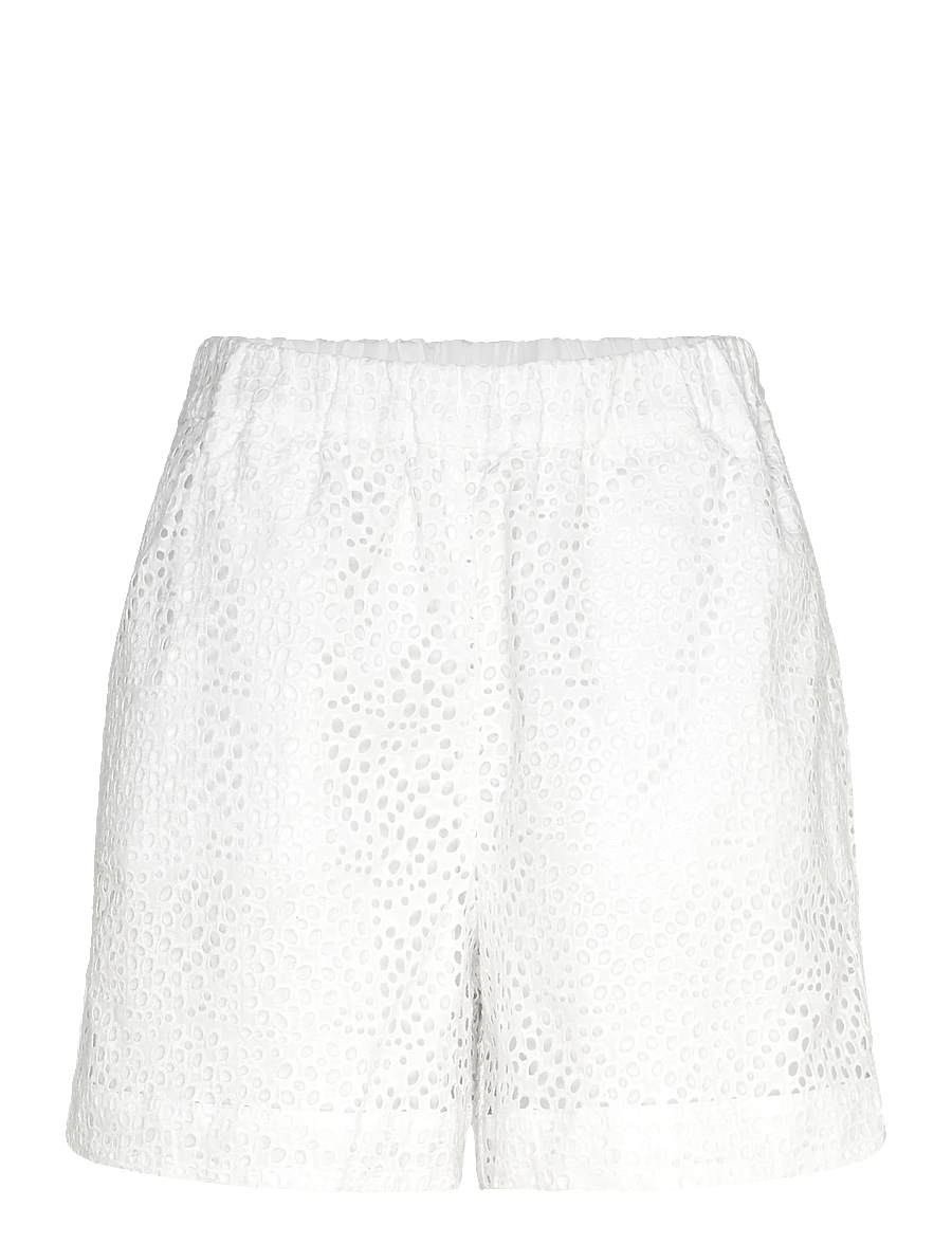Selected - SLFLAERKE HW WIDE BRODERI ANG SHORTS B - lühikesed vabaajapüksid - bright white - 1