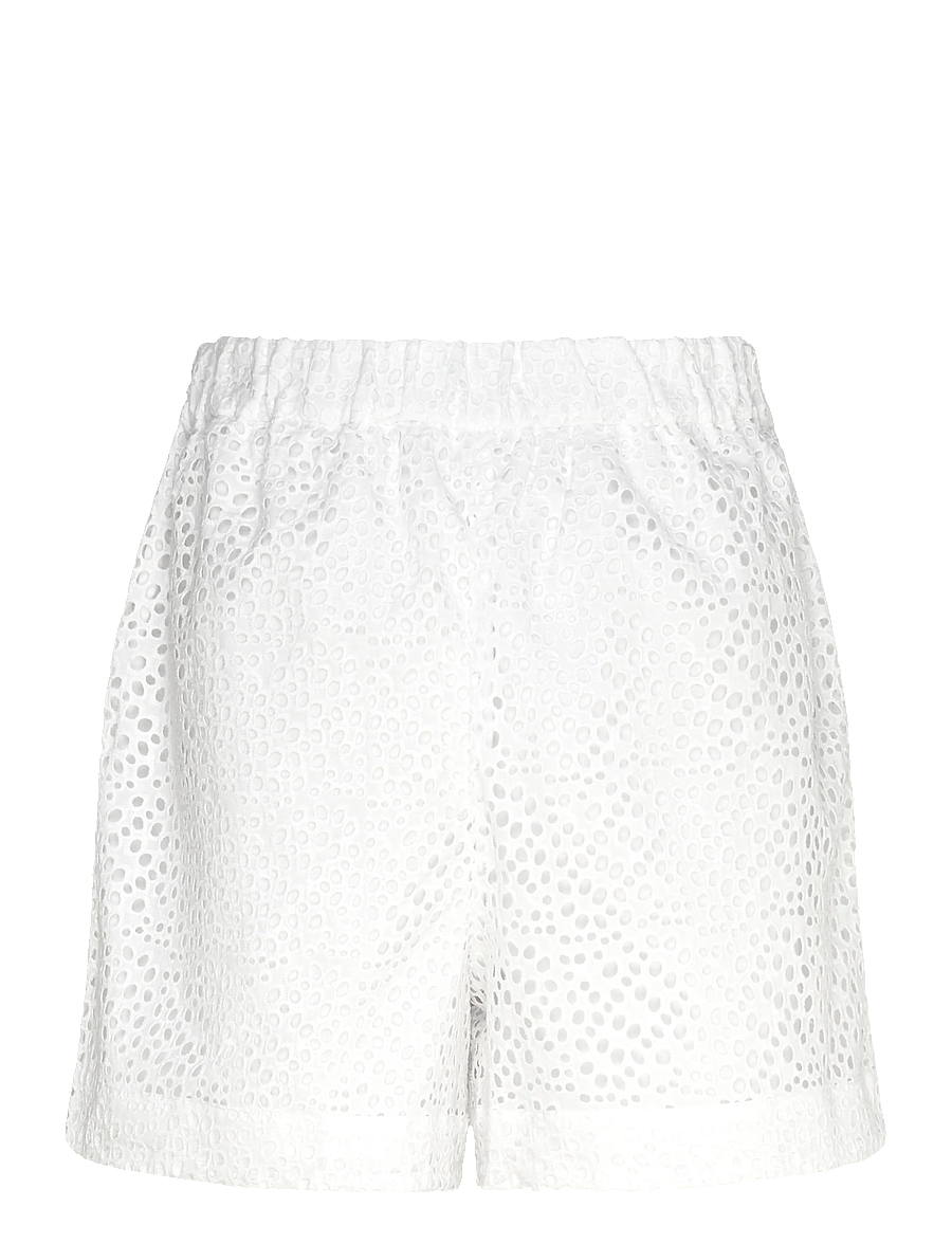 Selected - SLFLAERKE HW WIDE BRODERI ANG SHORTS B - lühikesed vabaajapüksid - bright white - 2