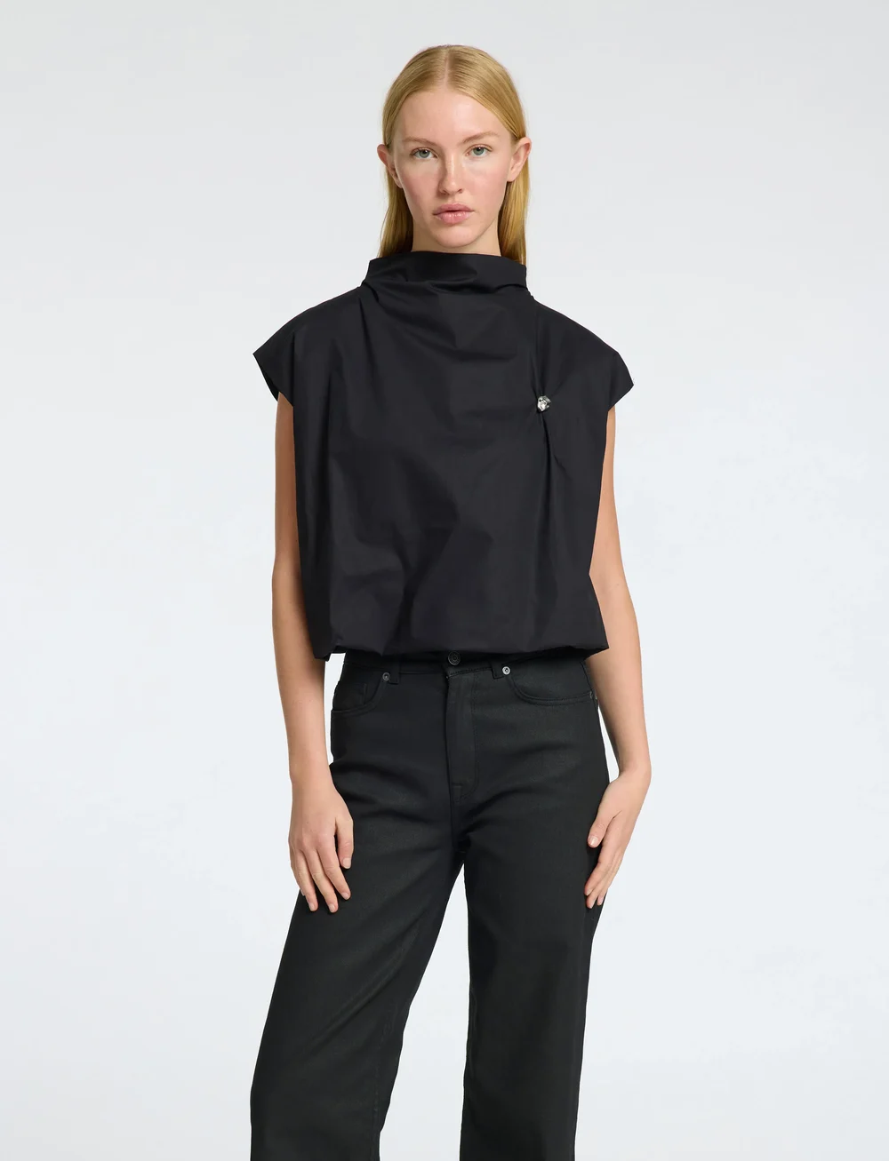 Selected - SLFDELIA SL TOP - lühikeste varrukatega pluusid - black - 0