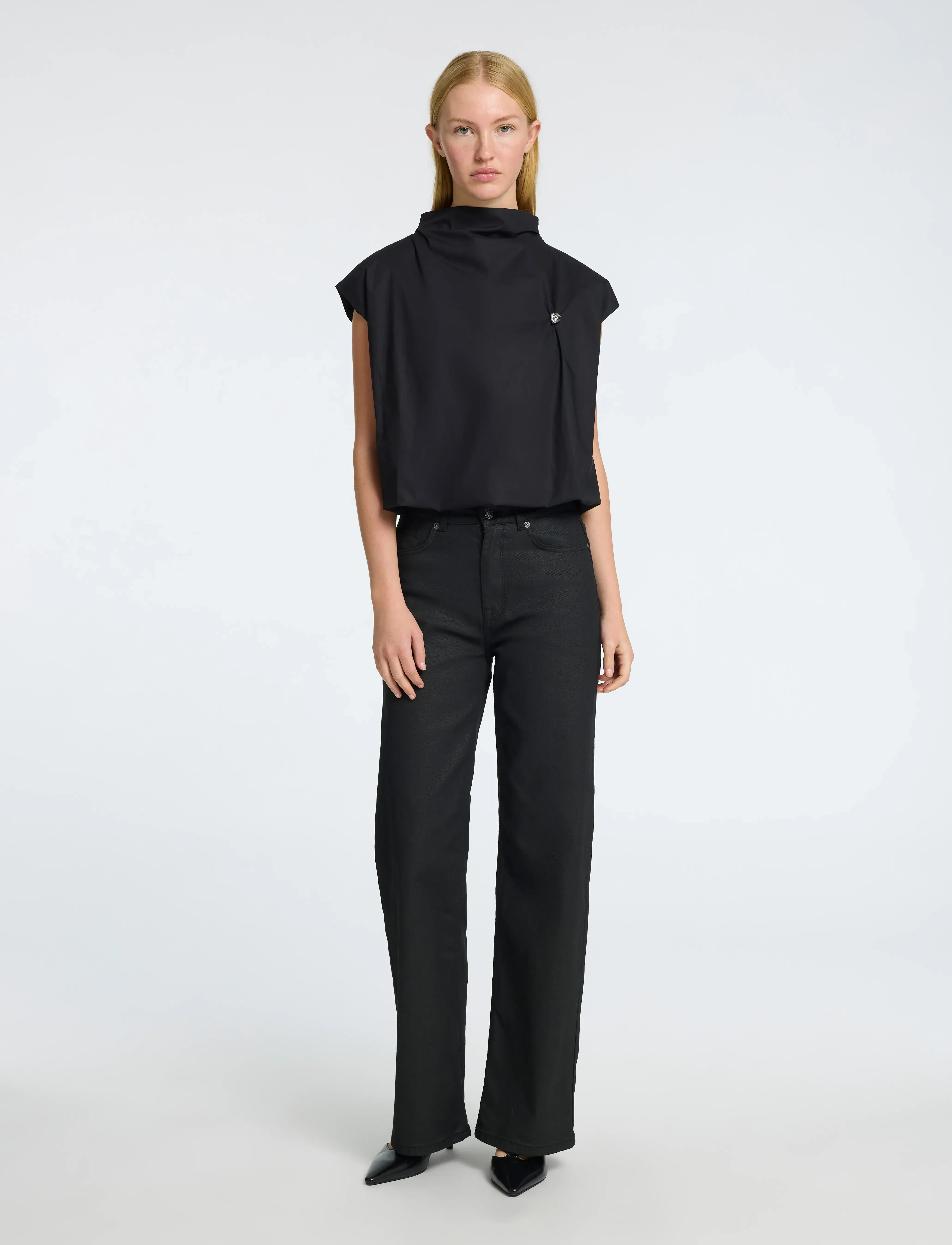 Selected - SLFDELIA SL TOP - kortærmede bluser - black - 4