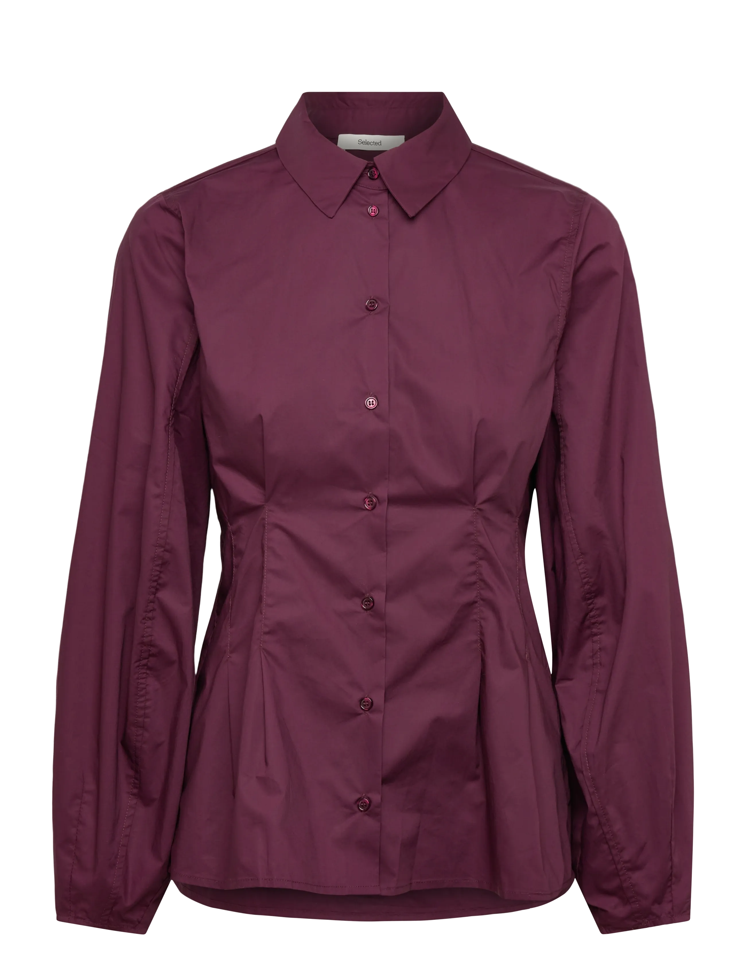 Selected Slfdelia Ls Fitted Shirt Ex, Kvinder, Fitted Langærmet Skjorte, Bordeaux, Str: 34