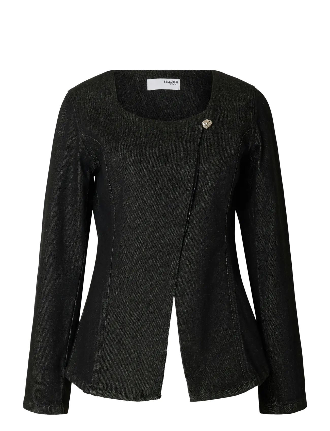 SELECTED Slfcora U-Neck Fitted Denim Blazer Schwarz - 36 - Damen