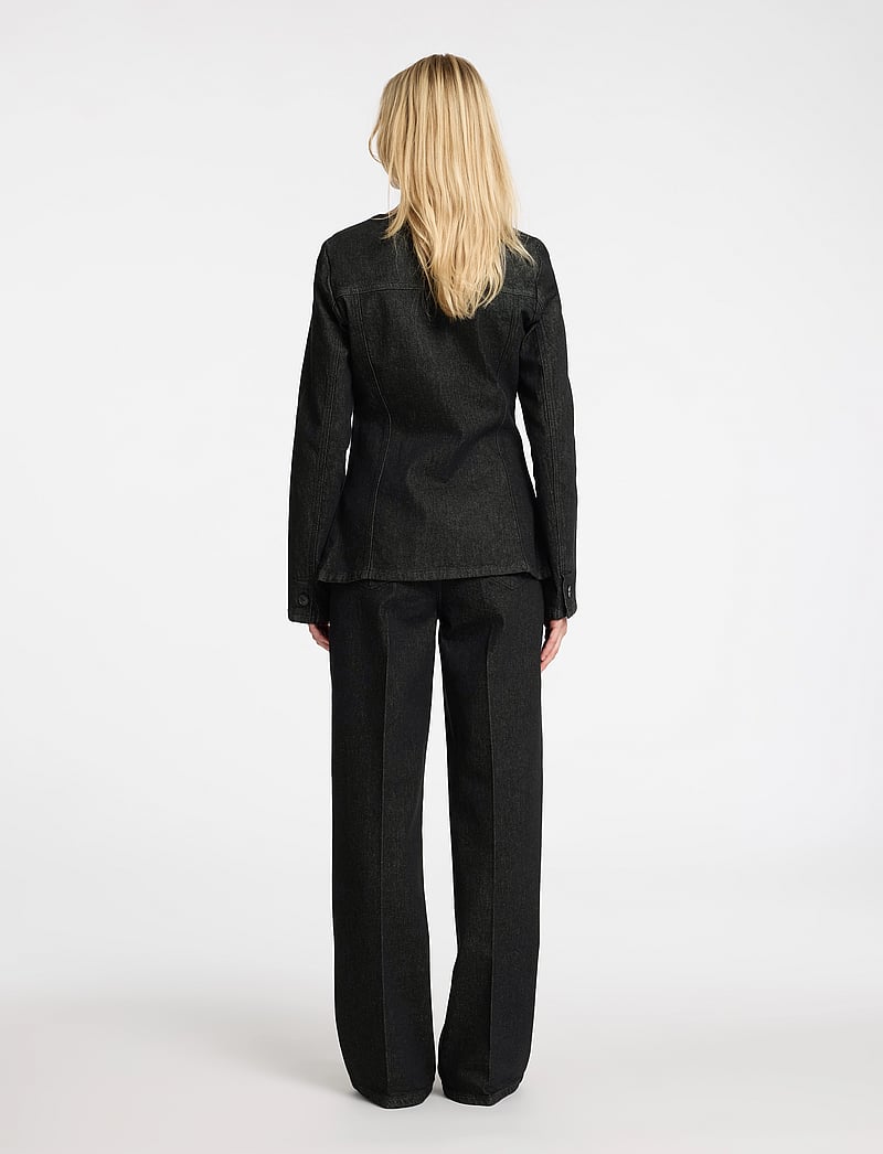 Selected - SLFCORA U-NECK FITTED DENIM BLAZER - einreihige blazer - black denim - 2